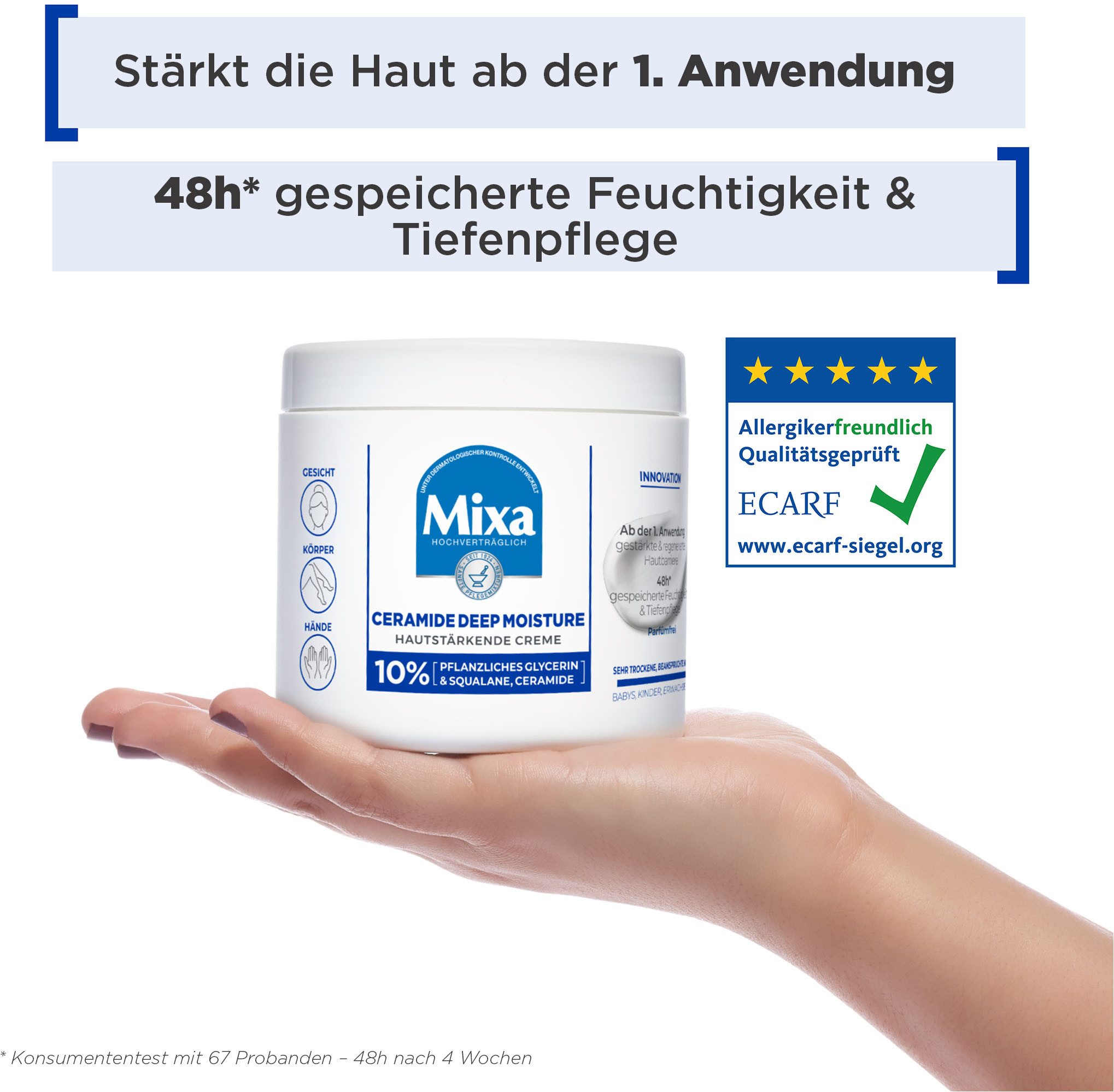 Mixa Körpercreme MIXA CERAMIDE PROTECT HAUTSTÄRKENDE CREME, sehr trockene und beanspruchte Haut von Babys, Kindern und Erwachsenen