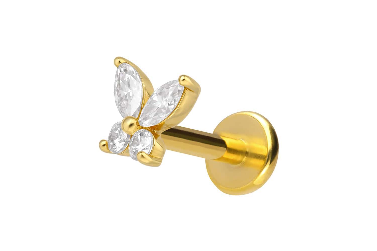PIERCINGLINE Piercing-Set Titan Labret mit Innengewinde + 925er Silber Aufsatz (Labrets, 1-tlg)