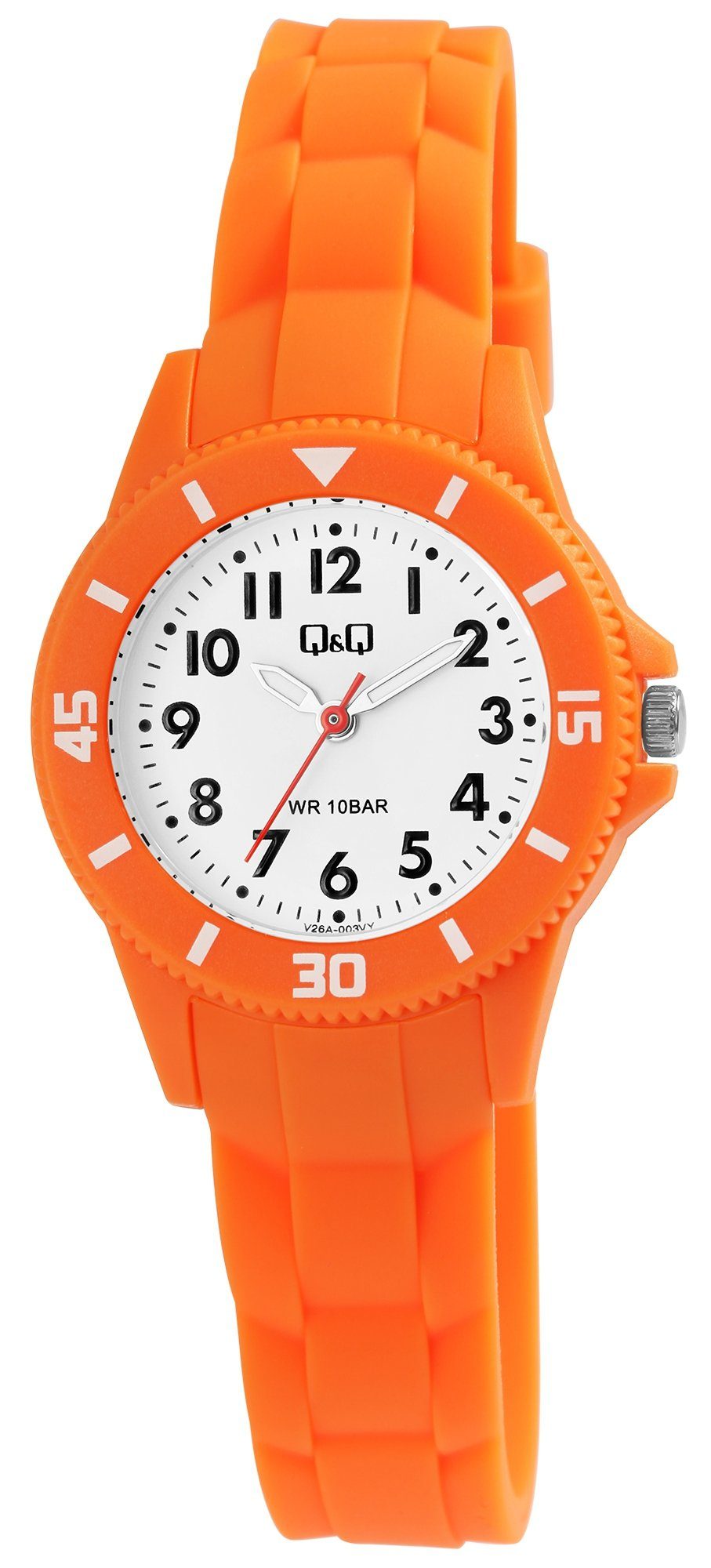 Q&Q Quarzuhr analoge Kinderuhr mit Silikonarmband 10 Bar wasserdicht V26A-00