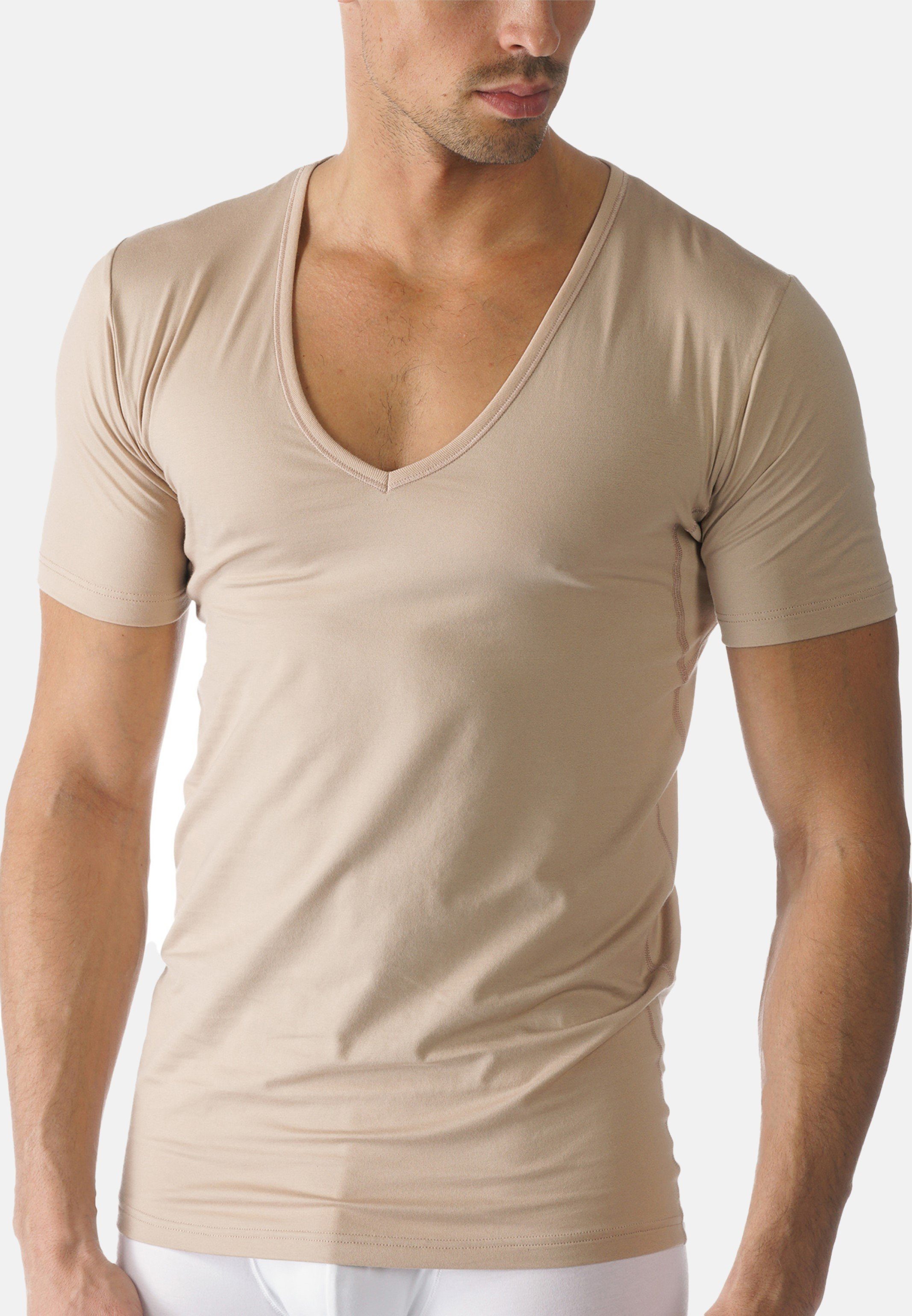 Mey Unterhemd Thermoregulierend Kurzarm Unterhemd Shirt / Dry Light-Beige - (1-St) - Baumwolle Cotton