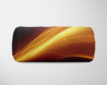 Sinus Art Handtücher Handtuch Strandhandtuch Saunatuch Kuscheldecke mit Fotomotiv Welle Rot Flamme Abstrakt, Baumwolle-Polyester-Mix (1-St), Handtuch