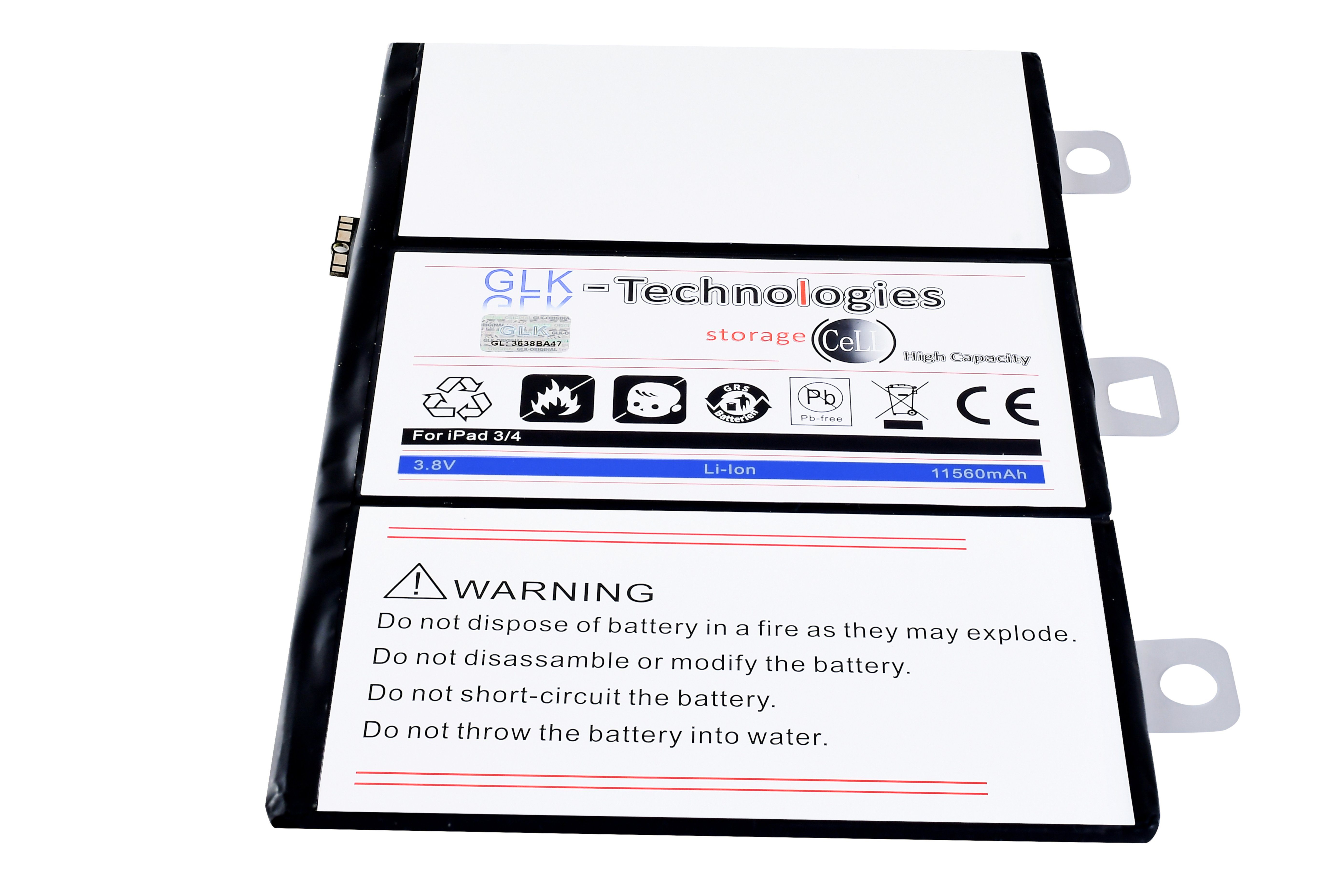 mAh Werkzeug (3.8 iPad Akku, Kit mAh NEU 11560 3 Power A1458, Set iPad High 11560 A1459, Battery, V) Ersatzakku inkl. kompatibel accu, Tablet-Akku GLK-Technologies A1460, 3 mit GLK-Technologies
