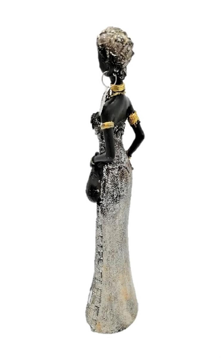 Geschenkestadl Afrikafigur Afrikanische Frau mit Wasserkrug Kunstfigur 24 cm Wohnkunst Deko (Spar-Set, 1 St., 1 Afrikanerin mit tollem Schmuck und Wasserkrug),  – Bild 3 von 5