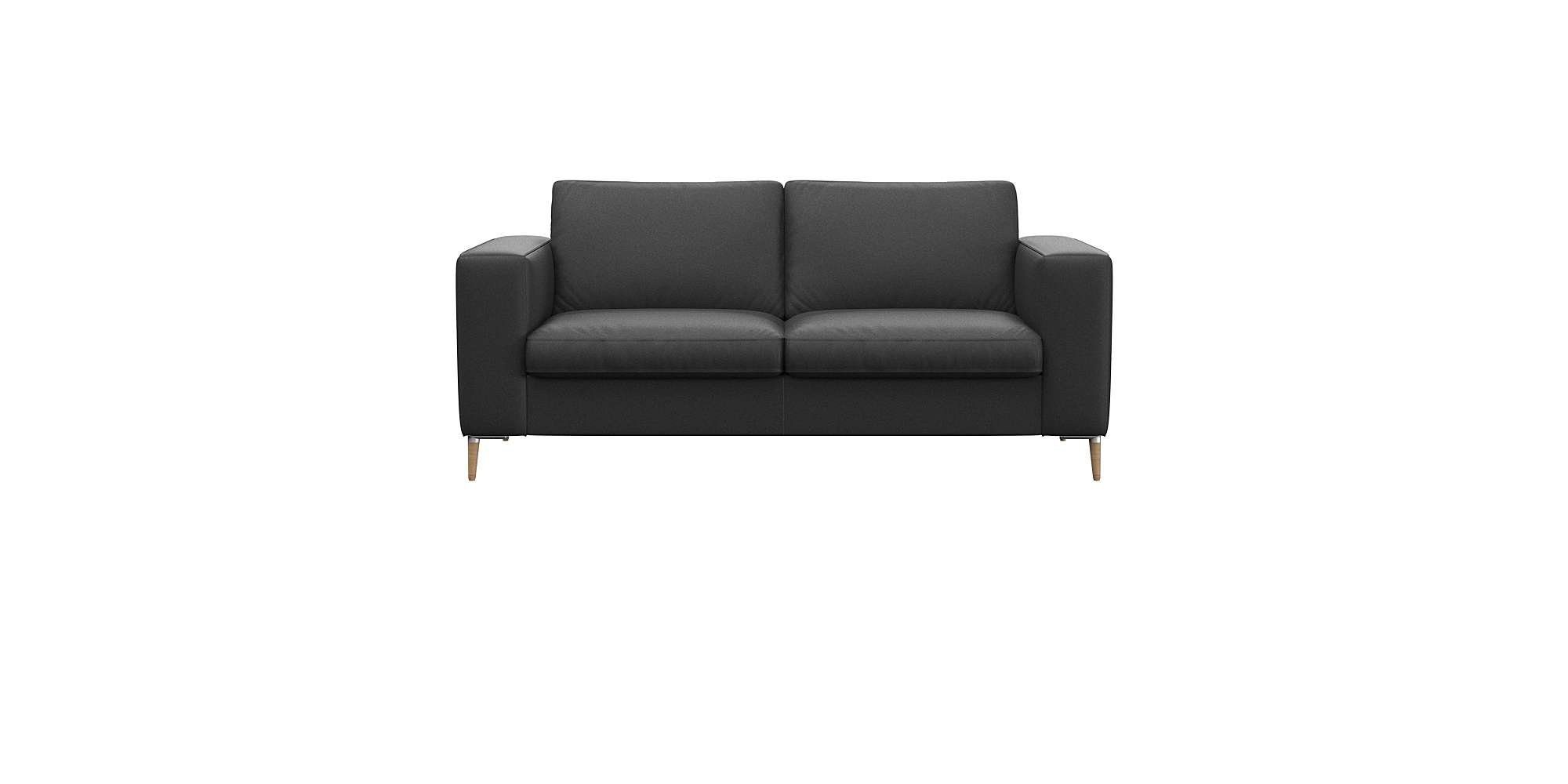 FLEXLUX 2-Sitzer Fiore Designsofa, bequem und komfortabel durch hochwertigen Sitzaufbau, breite Armlehnen, Kaltschaum, Füße Alu+ Eiche