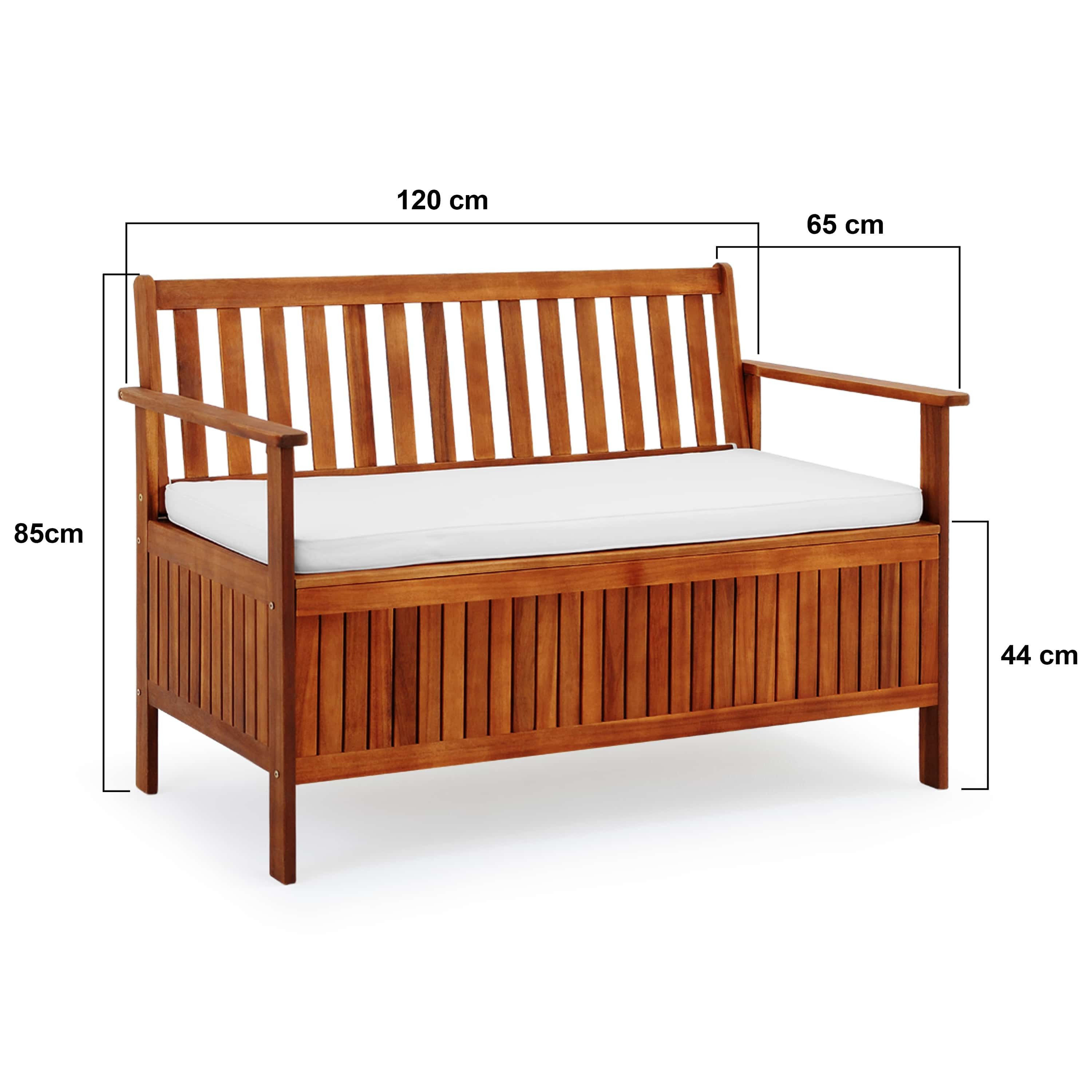 Casaria Gartenbank, Sitzbank inkl. Auflage 320kg Belastbar Garten Holzbank Akazie