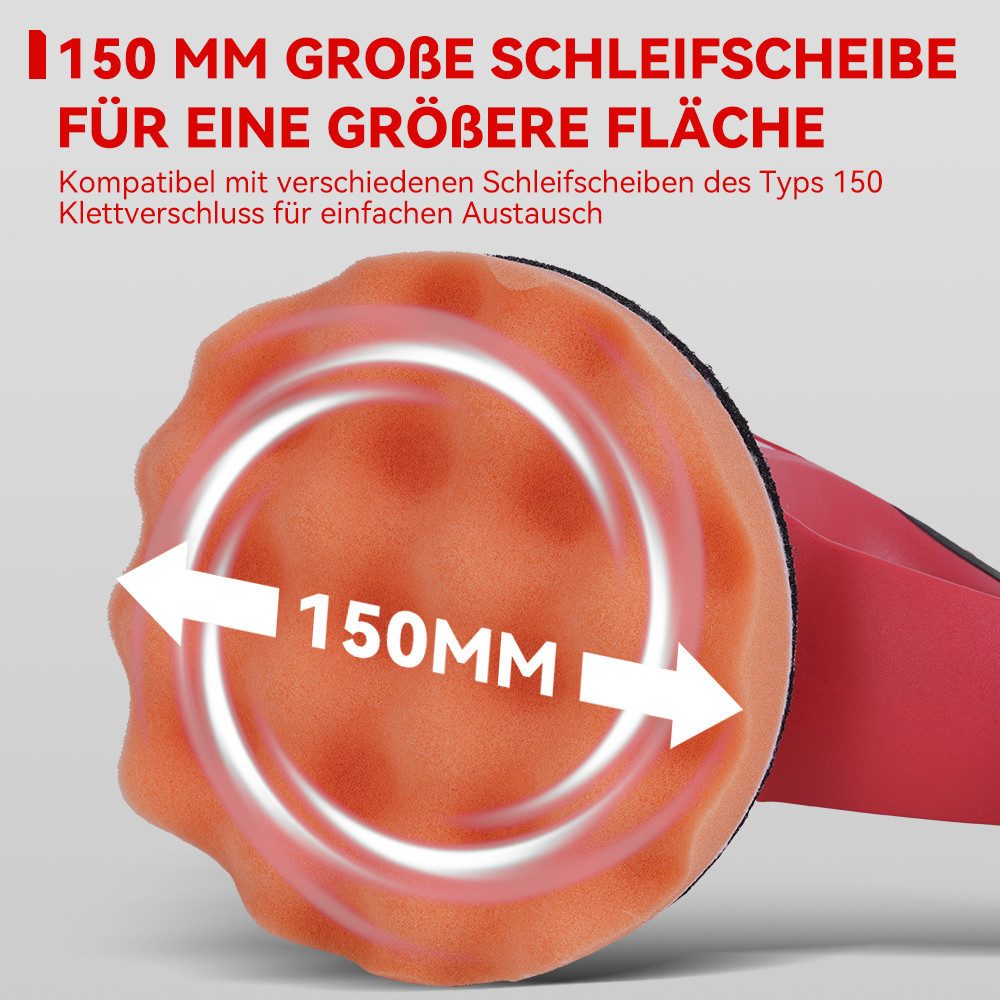 ONEVAN Cordless Polisher Set 150mm Car Polishing Kit 5800 RPM Polisher, 2500 min. RPM, 8500 max. RPM, with 2 Batteries for Car, Metal, Furniture, Car Care