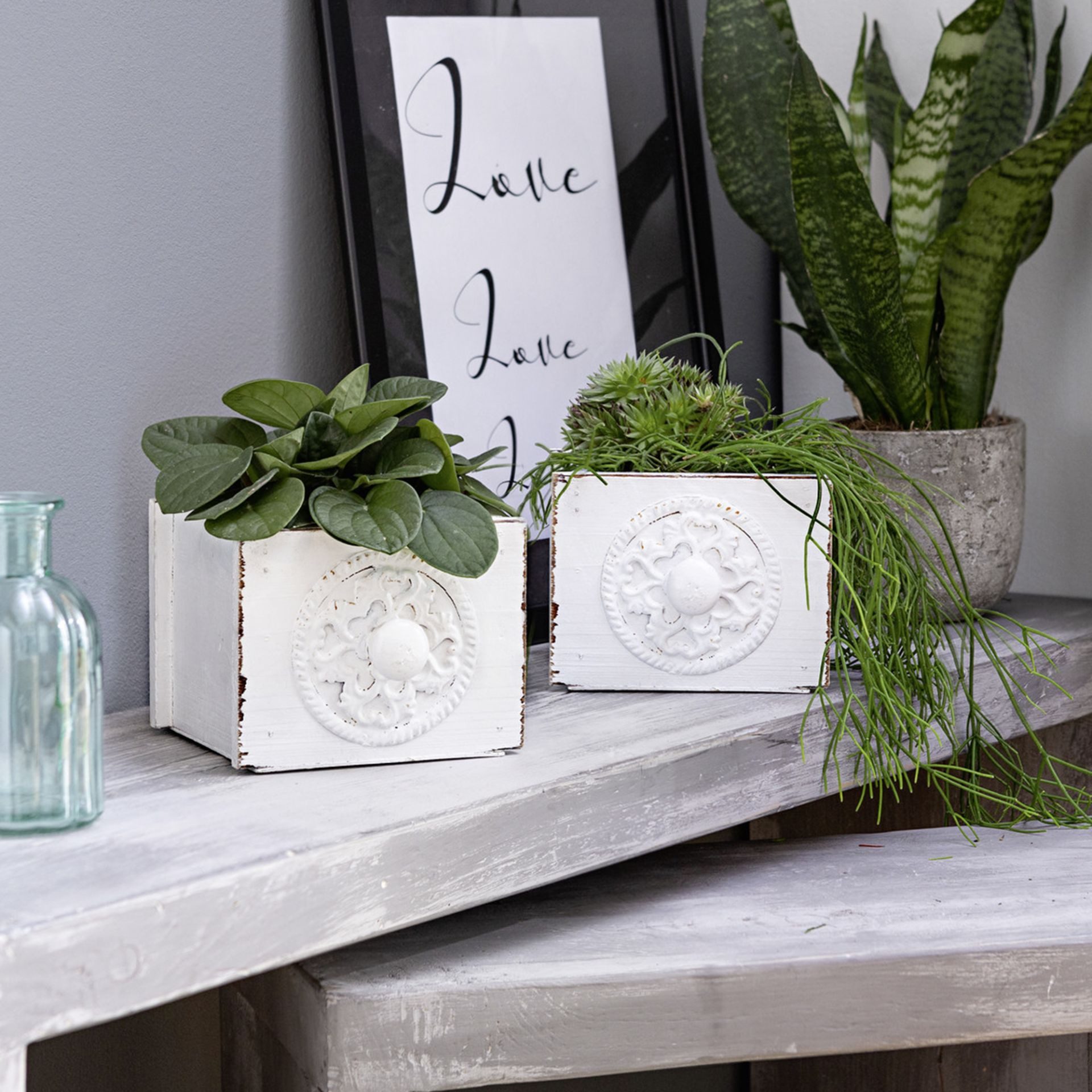 Home-trends24.de Blumentopf Pflanztopf Schublade Pflanzschale Blumen Übertopf weiß 2er-Set (2 St)