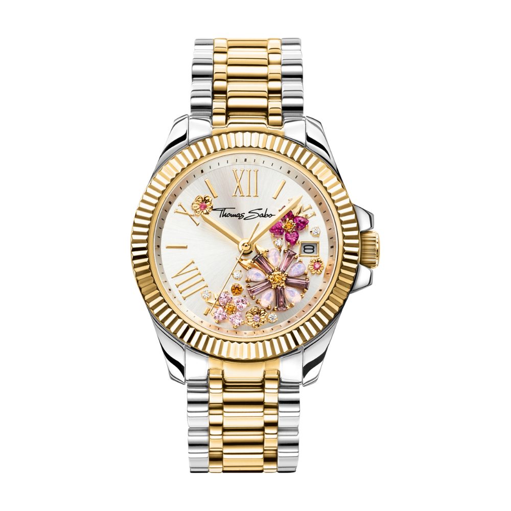 THOMAS SABO Quarzuhr WA0382-291-201, Zirkonia, Blumen, Pink, Rosa