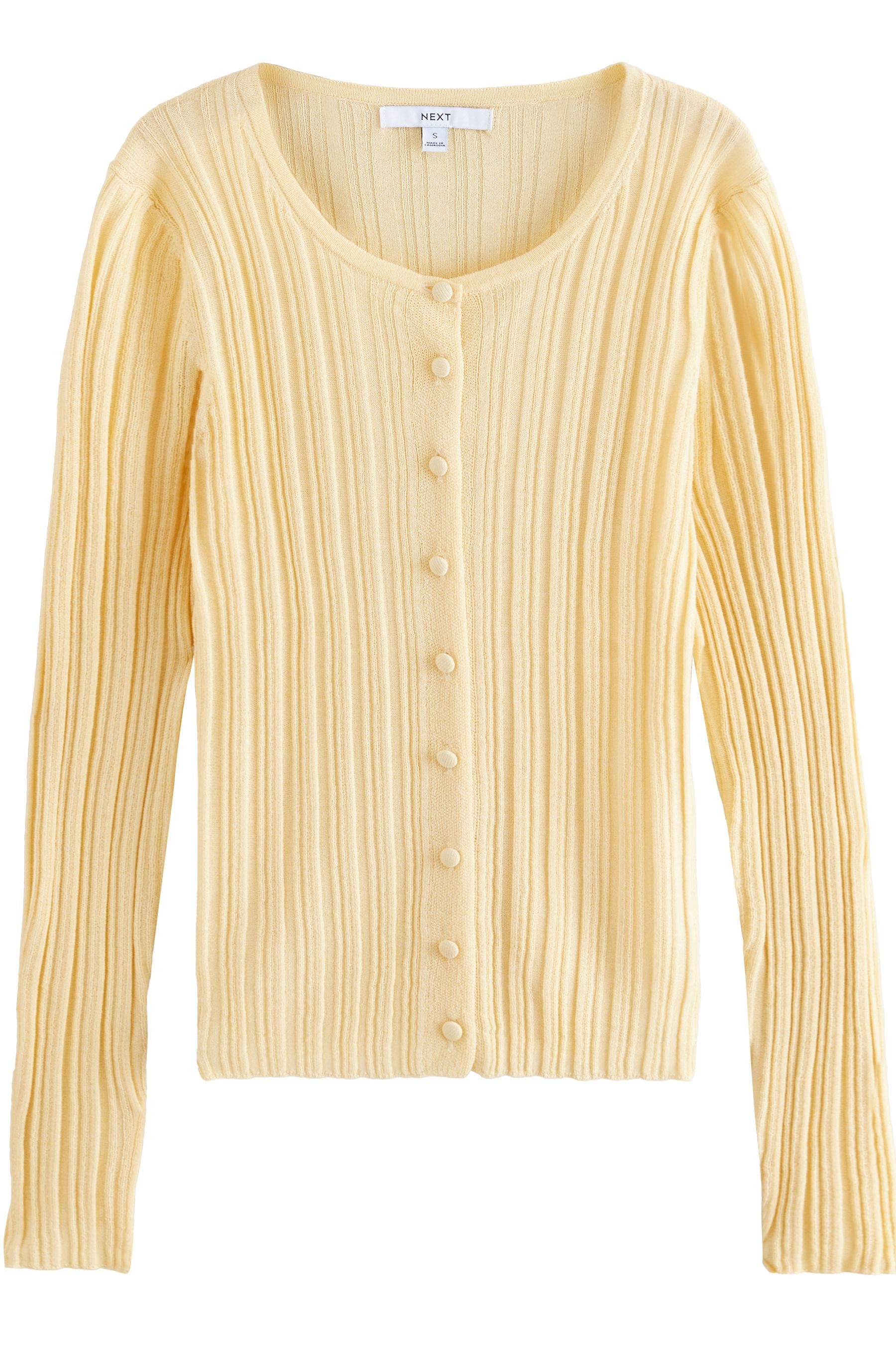 Next Strickjacke Gerippte, geknöpfte Feinstrick-Strickjacke (1-tlg) günstig online kaufen