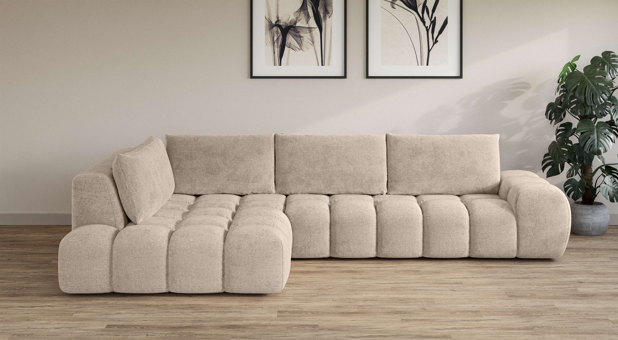 OTTO home Ecksofa "AZITA L-Form, XL 296 cm - Designsofa in Bubble-Optik" lo günstig online kaufen