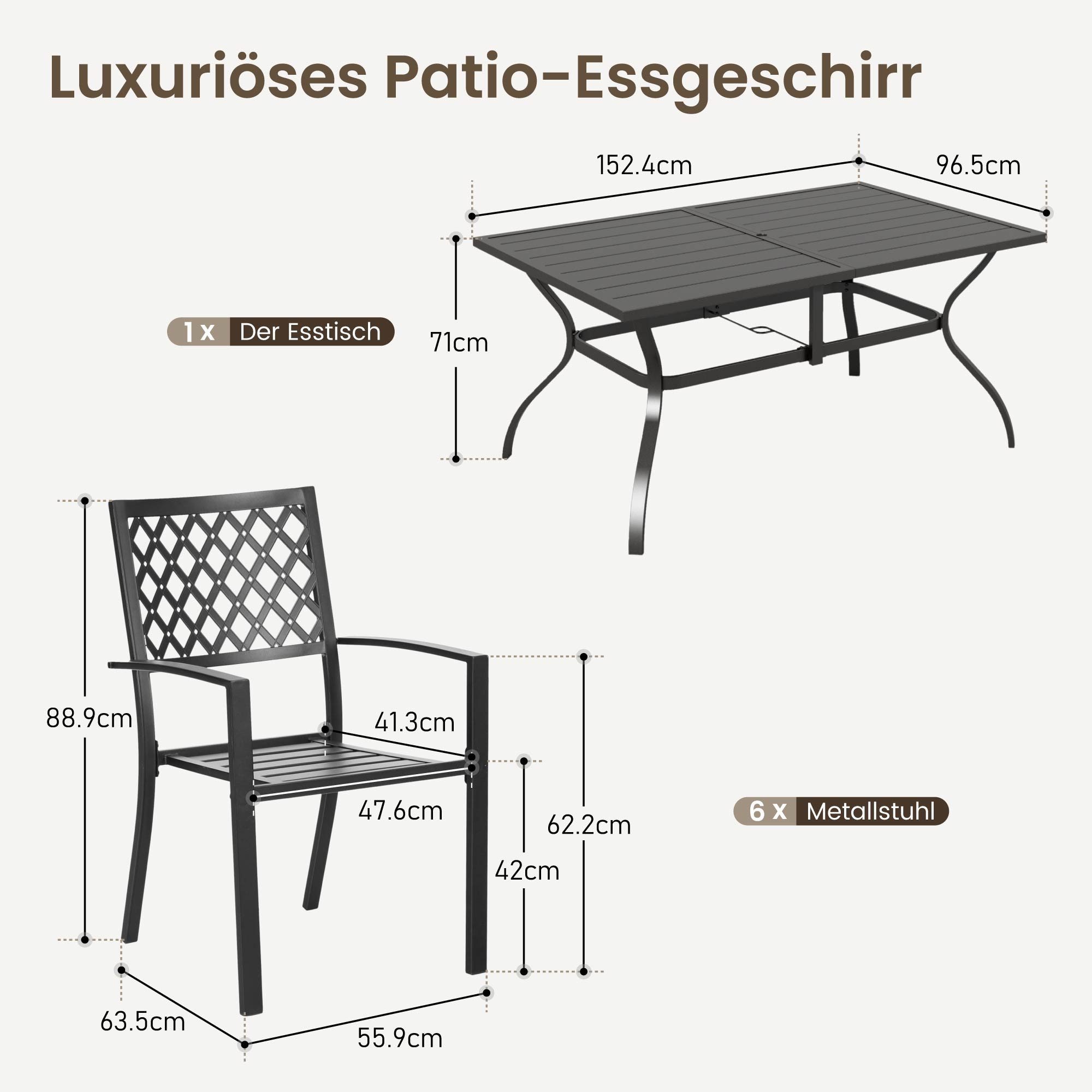 PHI VILLA Garten-Essgruppe, (Wetterfest Gartengarnitur Set günstig online kaufen