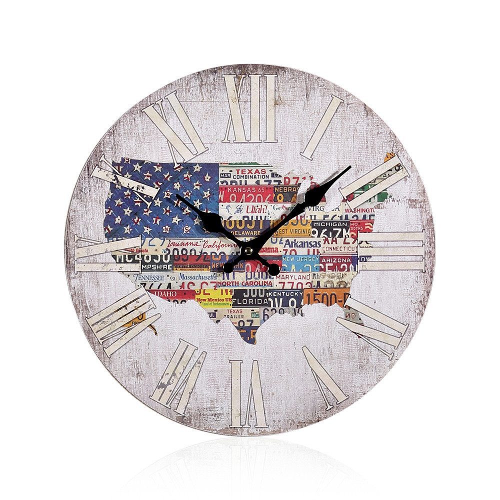 Mucola Wanduhr Dekouhr Shabby Chic Wand Runde Uhr Wohnzimmer Deko Quartz Uhr Bürouhr (Hochwertiges Uhrwerk für mehr Präzision)