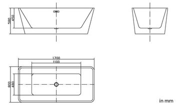 Jet-Line Badewanne Badewanne WETZIKON II 170x80cm weiß