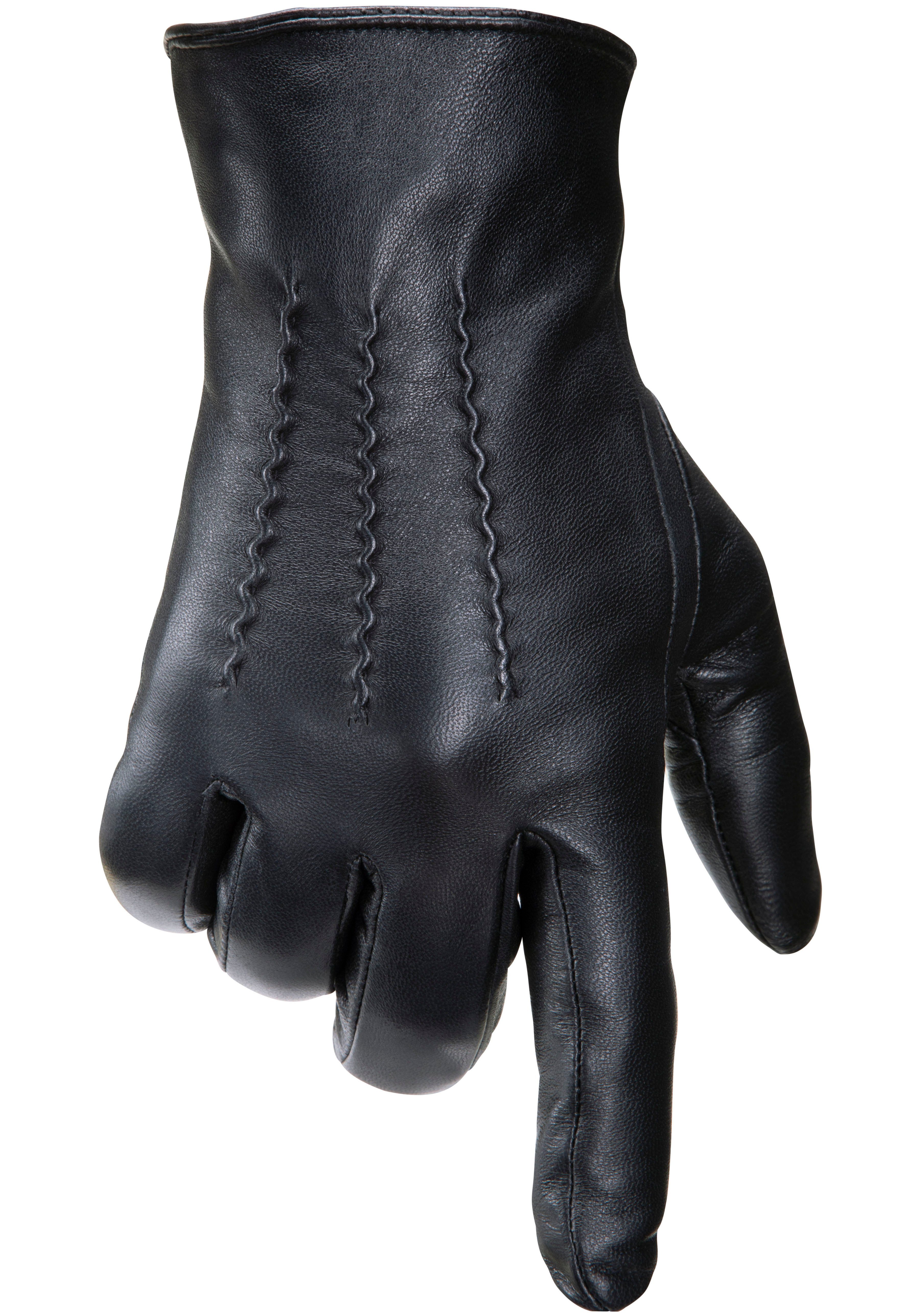 PEARLWOOD Lederhandschuhe Gates, aus weiches Innenfutter Fleece black