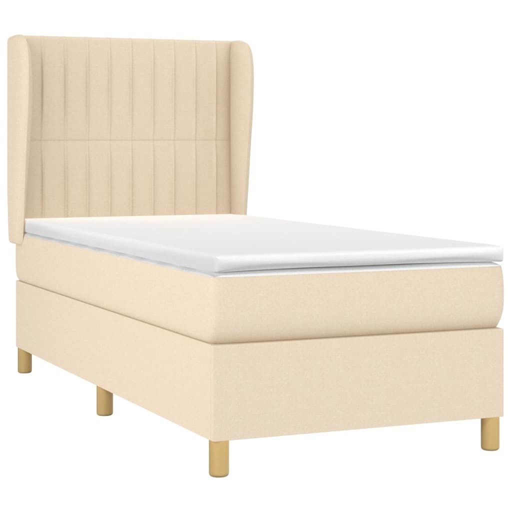 Bett Boxspringbett mit Matratze Creme 90x200 cm Stoff