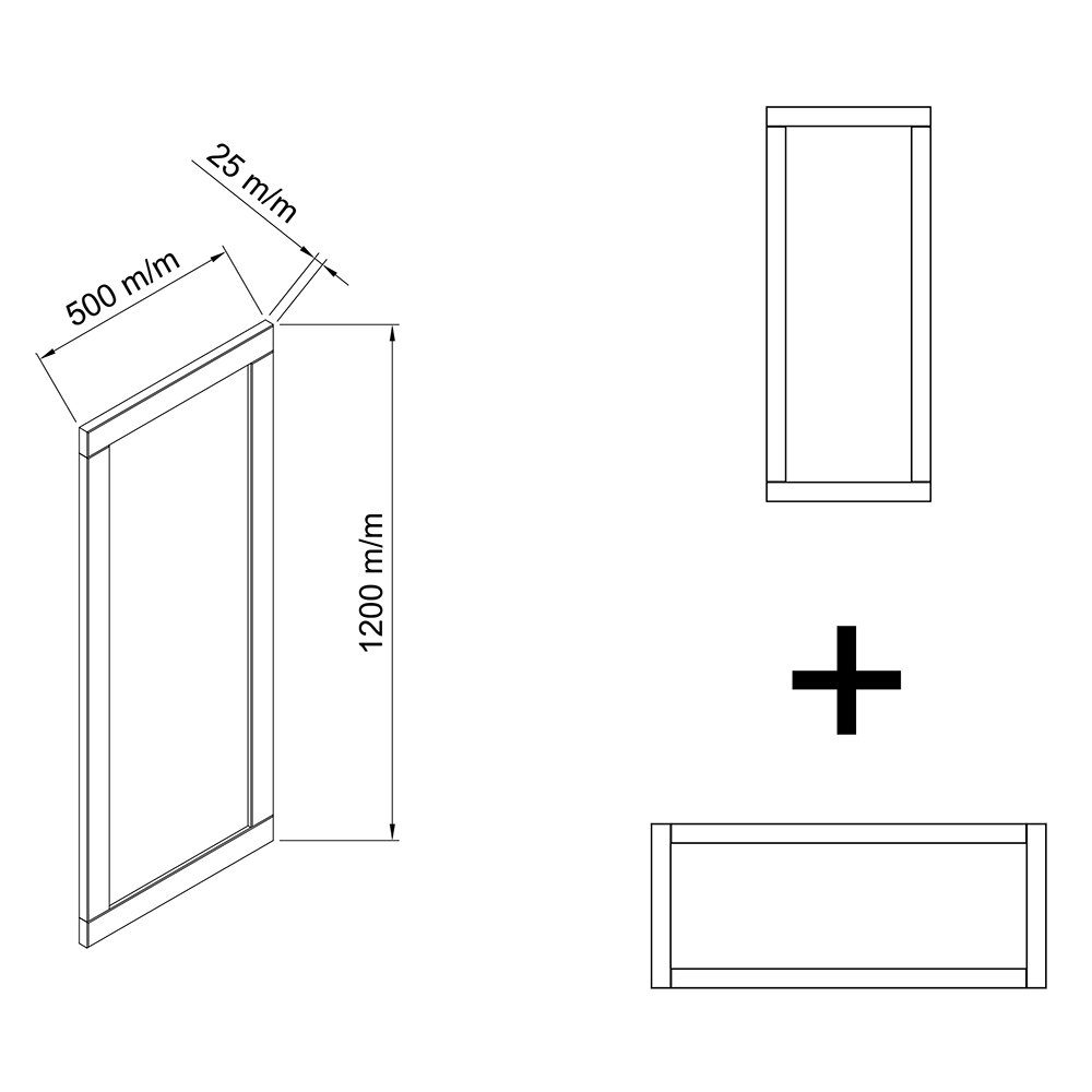 Rahmen hochkant Sicherheitsglas, Eiche quer massiv, oder Anbringung Wandspiegel Lomadox CUENCA-137,
