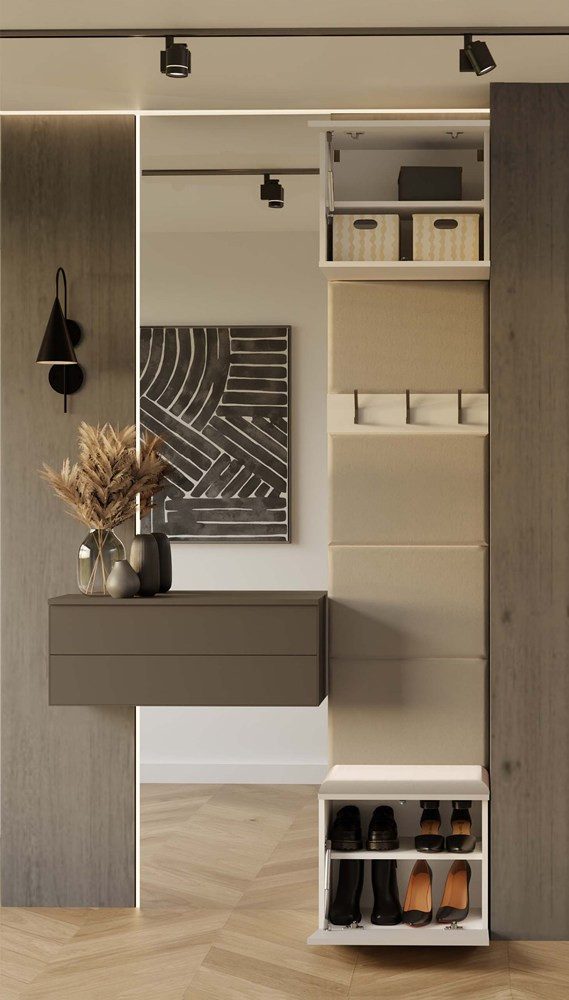 Raumhirsch Furniture Schuhschrank Garderobenmöbel, Flurgarderobe, Garderobe (Maße 50 x 35 x 238 cm, set) Sitzbank, Schrank, 3 Haken