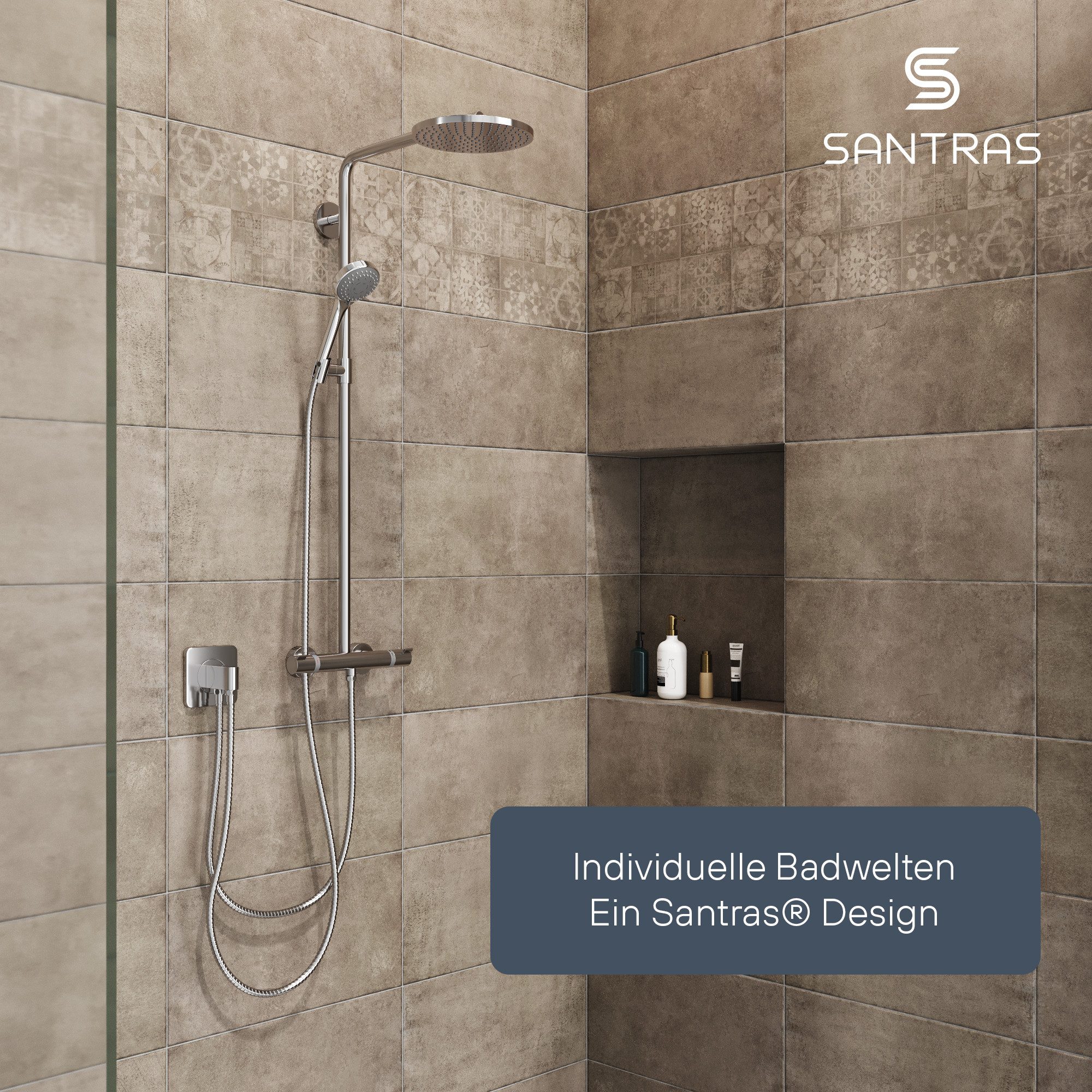 Santras Brauseschlauch Duschschlauch aus Metall 1/2" in Chrom (0,50 - 1,00 m)