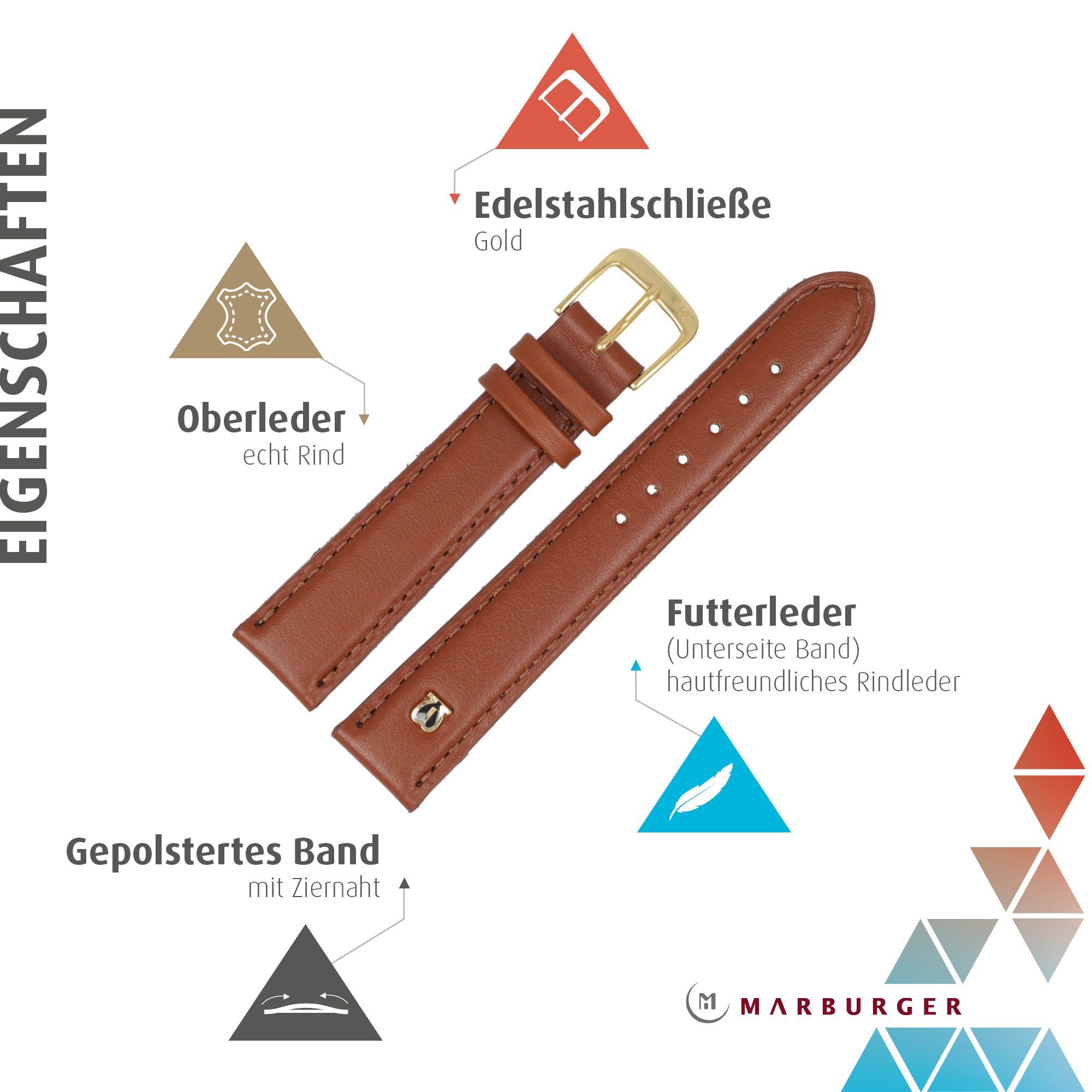 MARBURGER Uhrenarmband 18mm Leder