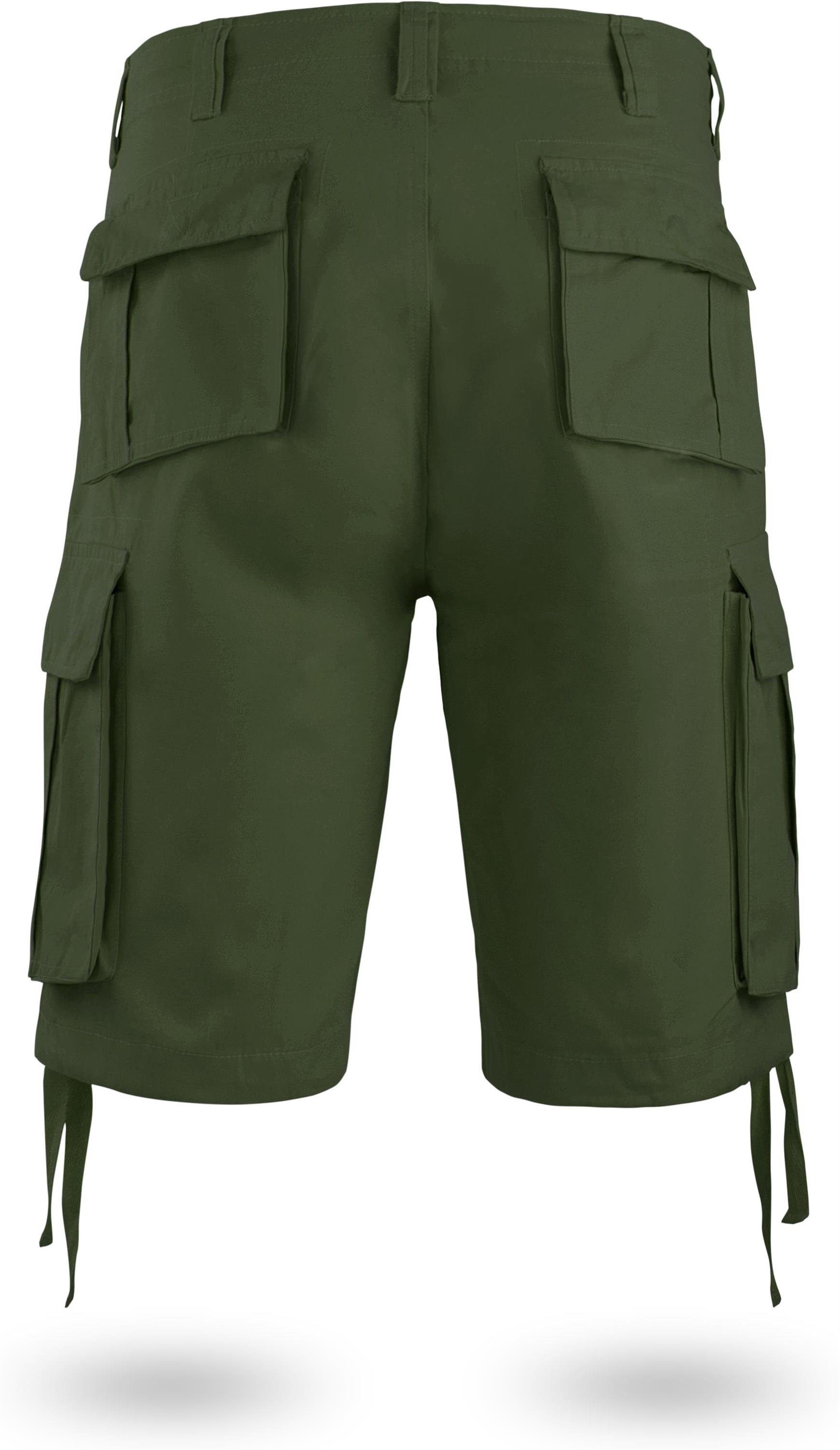 kurze 100% mit Cargotaschen Sommershorts Shorts normani Oliv Bio-Baumwolle Bermudas Kalahari Vintage Herren aus Shorts