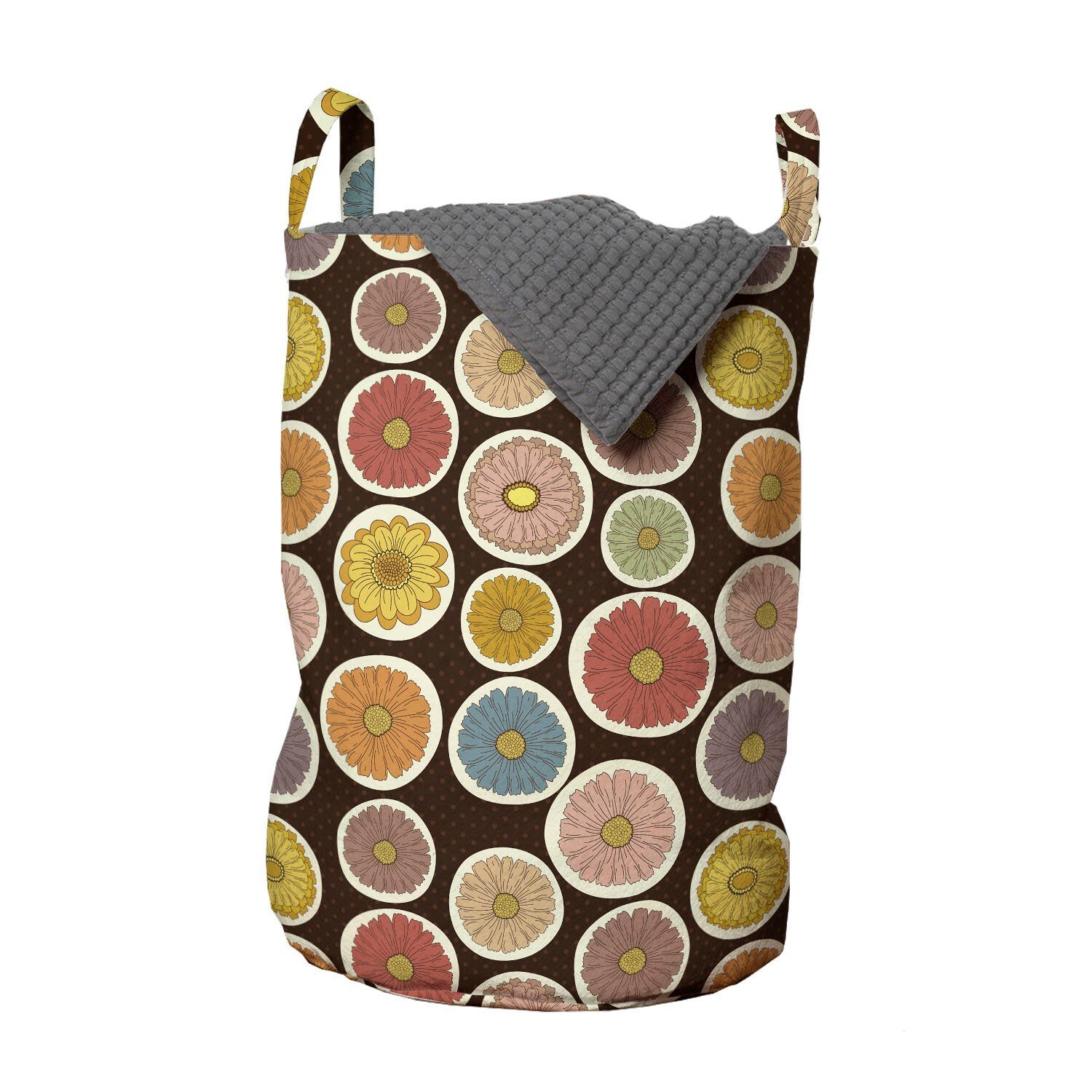 Abakuhaus Wäschesäckchen Wäschekorb mit Griffen Kordelzugverschluss für Waschsalons, Blumen Hand gezeichnet Sonnenblume-Kunst | Wäschesäcke