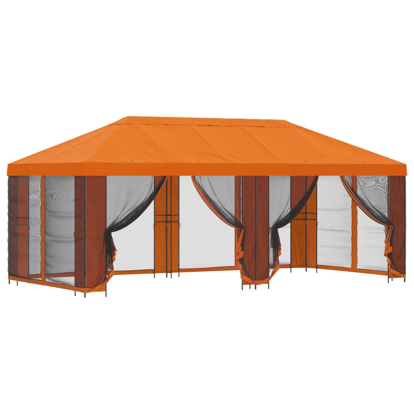 vidaXL Partyzelt Pavillon mit Seitenwänden 6 x 3 m Orange Polyester und Stahl