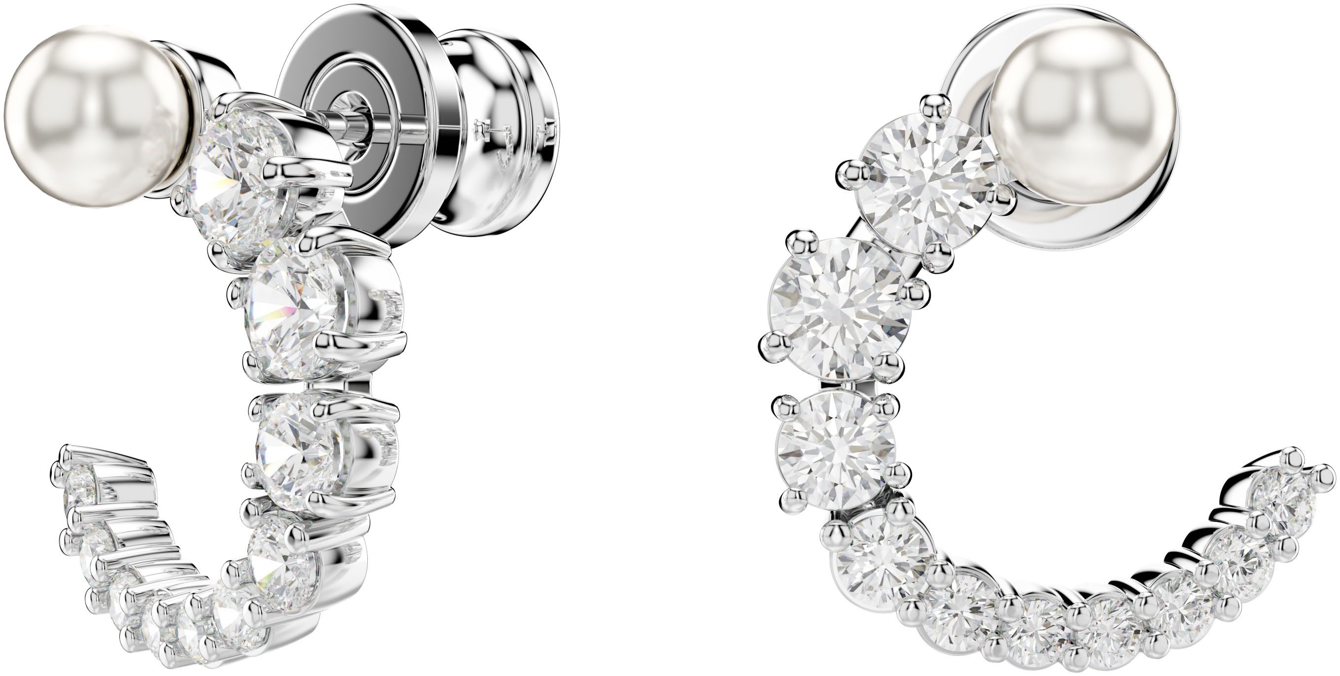 Swarovski Paar Creolen Schmuck Geschenk Matrix Ohrringe, mit Swarovski® Zirkonia (synth) - mit Swarovski® Perle