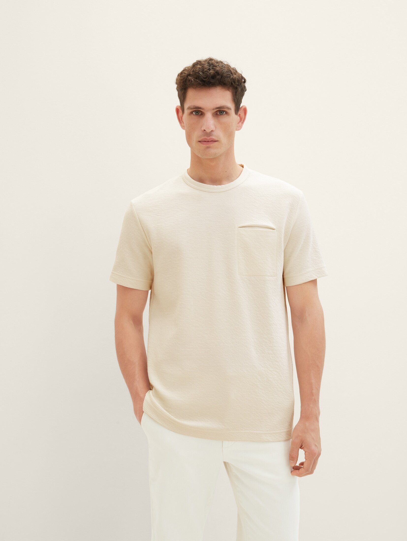 TOM TAILOR T-Shirt T-Shirt mit Struktur vintage beige