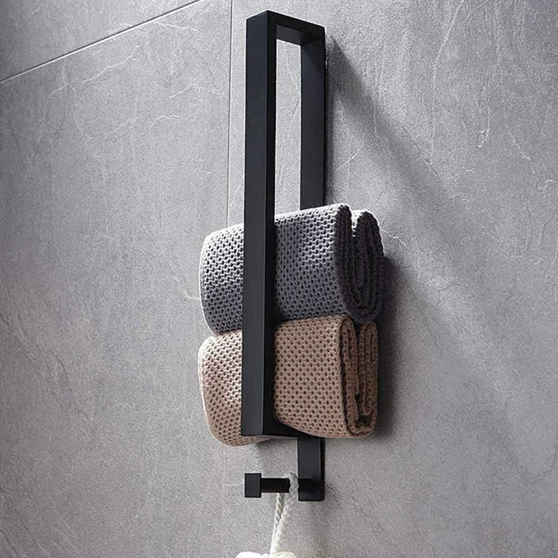 spirella Handtuchhalter WILMA, selbstklebend, Wandmontage ohne Bohren, mit Haken, Stahl, schwarz-matt