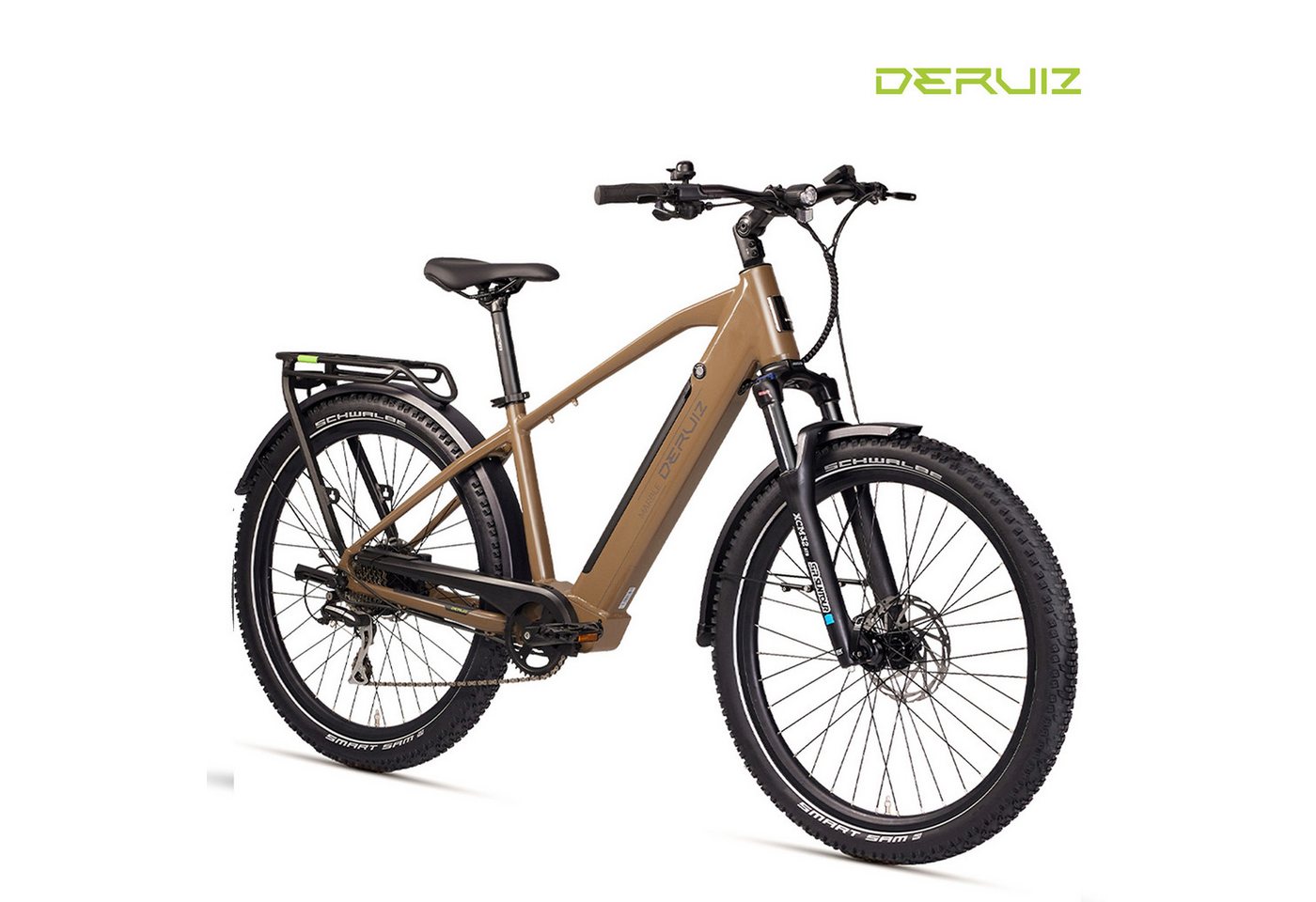 DERUIZ E-Bike Mountainbike Marble SUV 27,5 Zoll, bis 161 km, Drehmomentsensor, Damen & Herren, 8 Gang SHIMANO Shimano Acera RD-M360 SGS Schaltwerk, Kettenschaltung, Heckmotor, 644 Wh, (5 Stufen,Lockout-Federgabel,LCD-Farb-Display,100 Lux Frontlicht), Tekt
