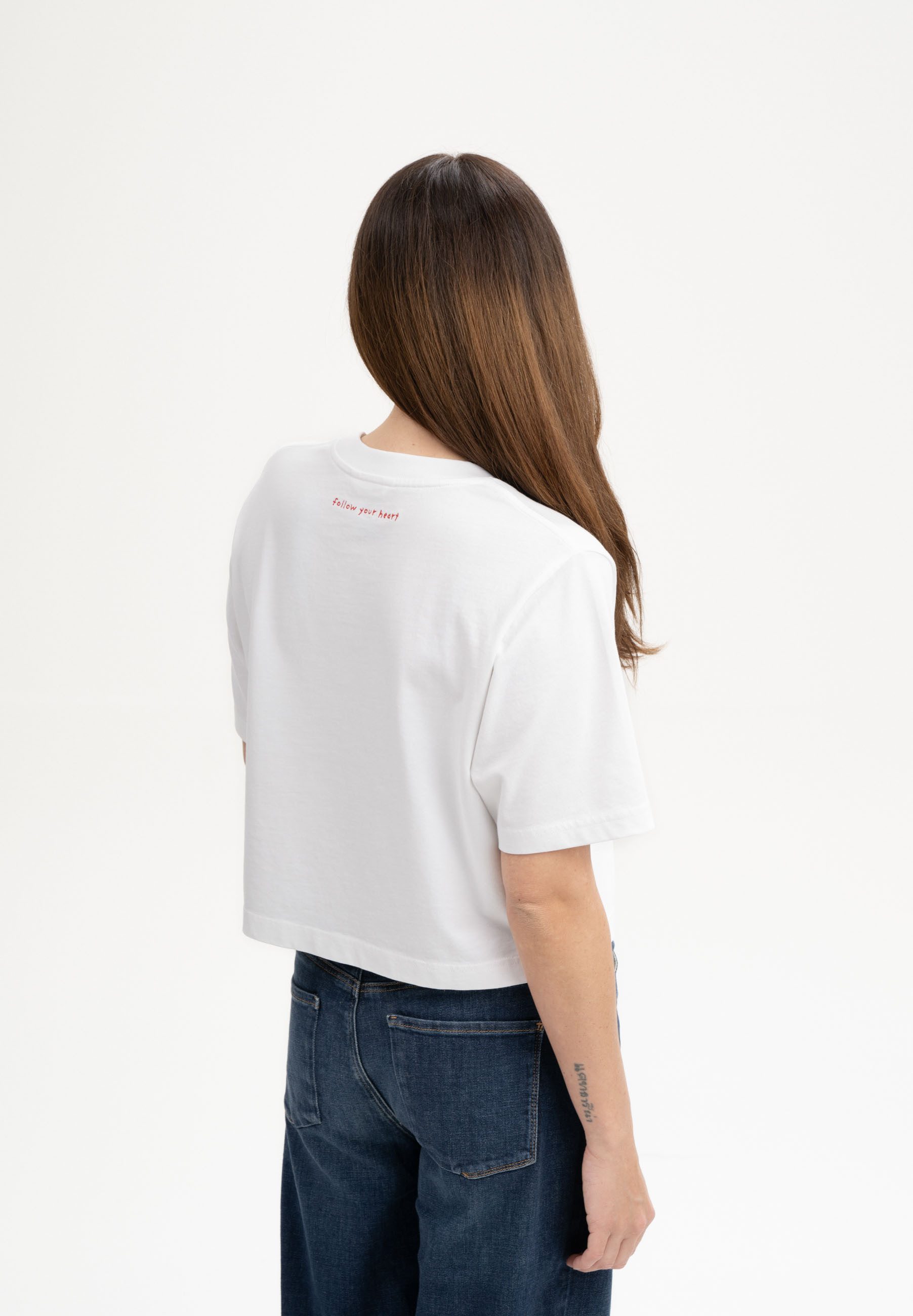 MELA Kurzarmshirt Cropped T-Shirt schwer JOSHNA Stickerei Gerippter Kragen günstig online kaufen