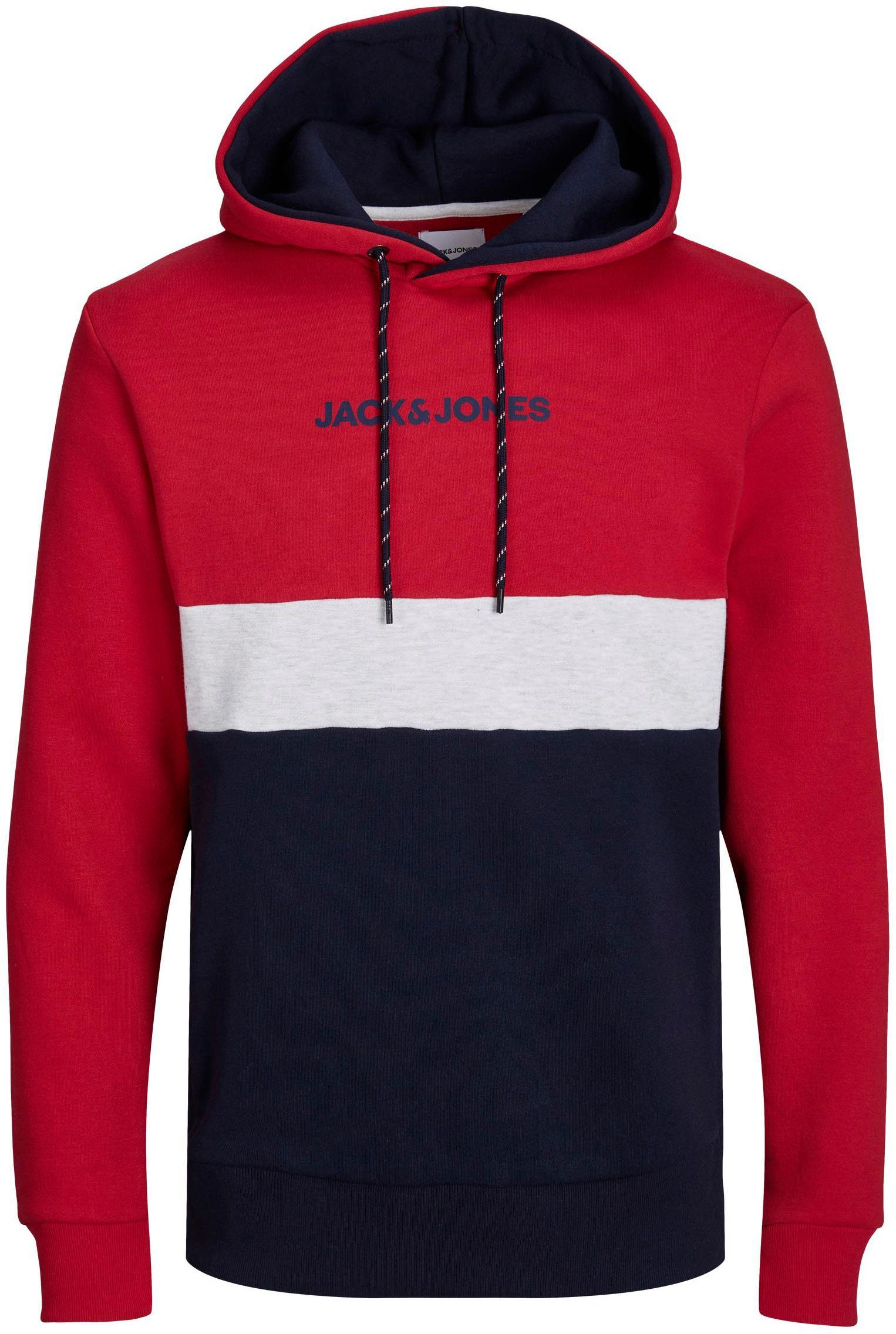 & Jones Tango Red Kapuzensweatshirt PLS Jack JJEREID NOOS SWEAT BLOCKING HOOD PlusSize