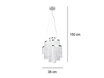 meineWunschleuchte LED Kronleuchter, Dimmfunktion, LED fest integriert, Tageslichtweiß, Neutralweiß, Warmweiß, modern, Pendelleuchte Kristall über Galerie & Esstisch hängend, Ø 38cm