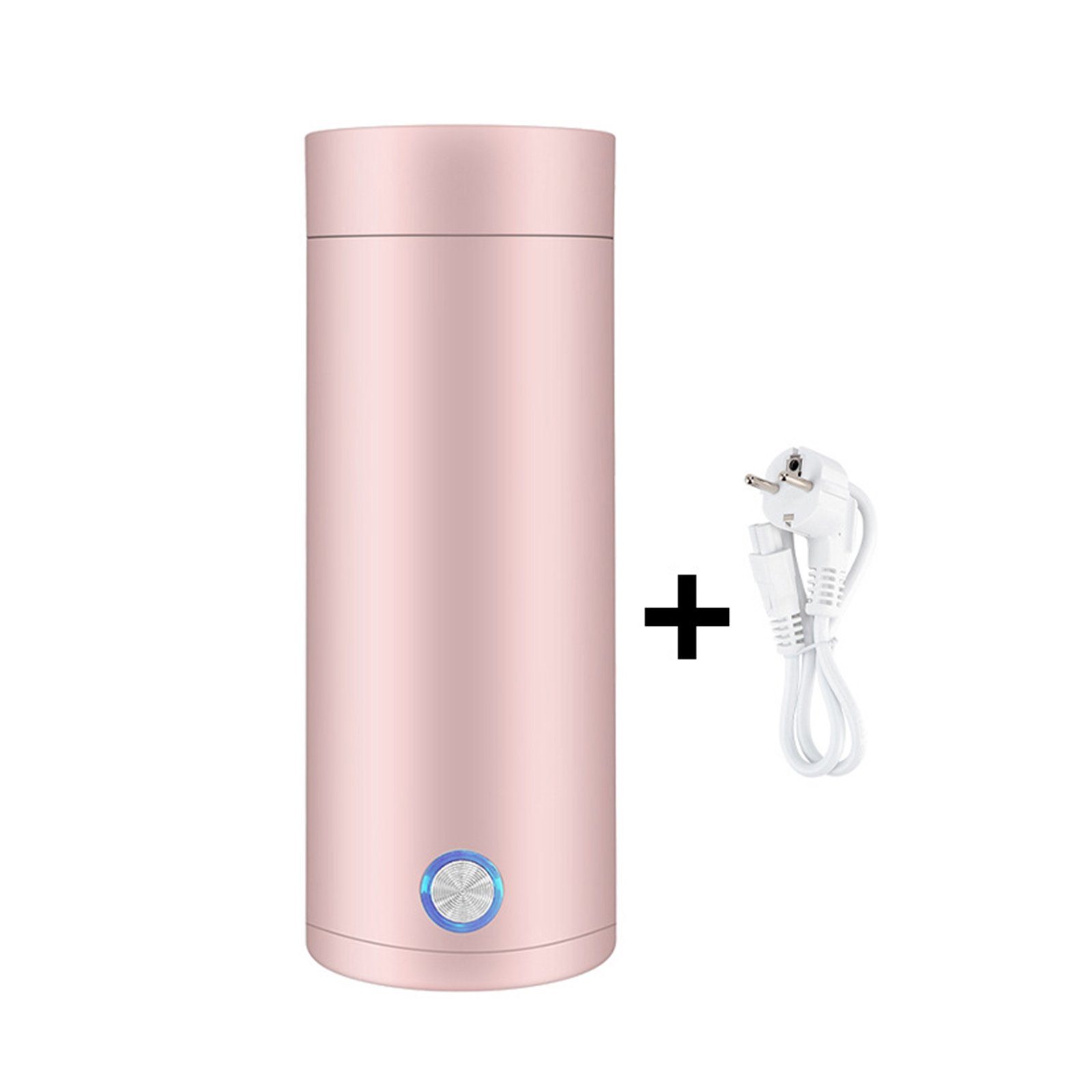 TWSOUL Wasserkessel Schnellkochkanne, kleine Teekanne, 3-in-1-Mini-Thermoskanne(Rosa)