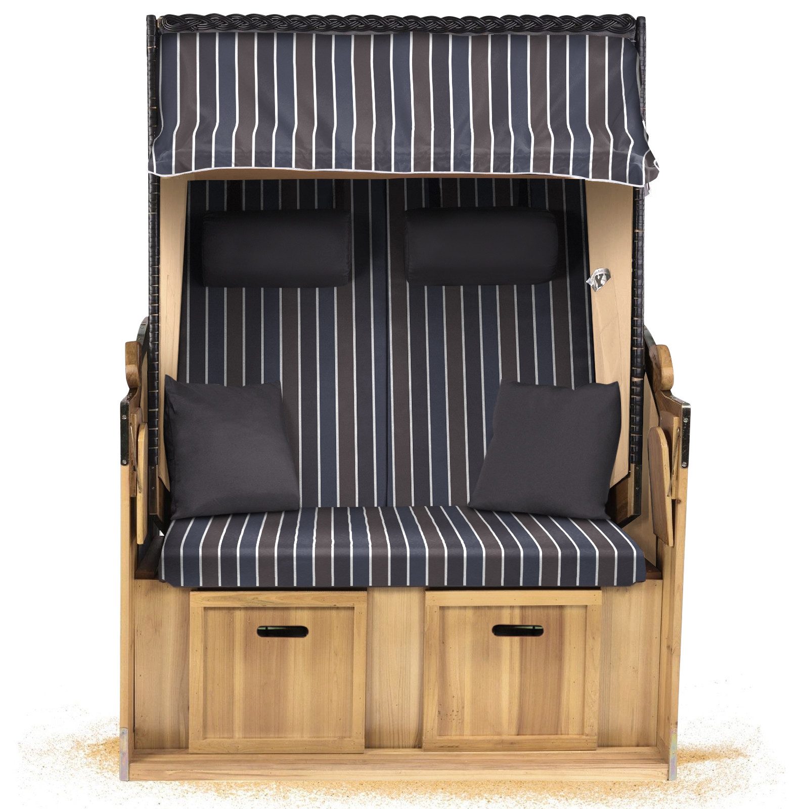 Strandkorb Hanse Strandkorb Strandkorb 2-Sitzer Ostsee Volllieger Beige Anthrazit, BxTxH: 120x80x160 cm, Ostsee Volllieger, Ostsee 2-Sitzer Modell 2025, Stabiles Wacholder mit handgefertigtem Polyrattangeflecht
