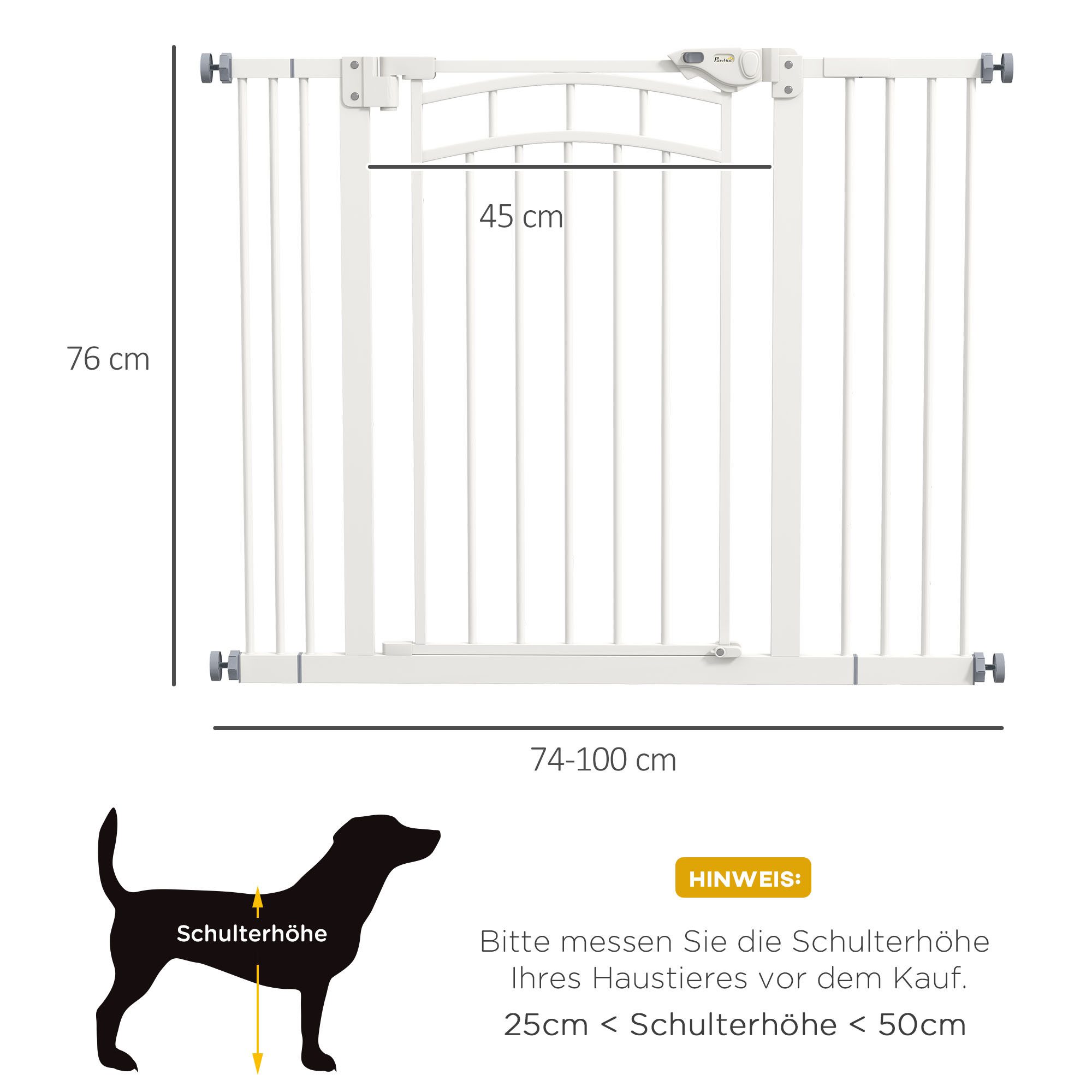 PawHut Hundegitter Treppenschutzgitter mit Türschutzgitter Auto-Close Doppelverriegelung (Kaminschutzgitter, 1 St., Hundeabsperrgitter), ohne Bohren für kleine  – Bild 3 von 5