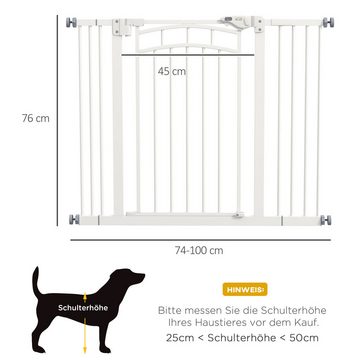 PawHut Hundegitter Hunde Türgitter, Türschutzgitter (Kaminschutzgitter, 1 St., Hundeabsperrgitter), ohne Bohren für kleine bis mittelgroße Hunde, Weiß