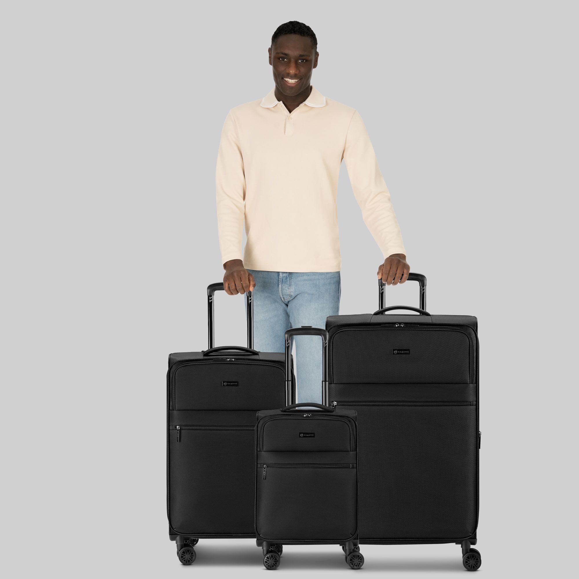 bugatti Trolleyset Valencia Soft, 4 Rollen, (3-teilig, 3 tlg), Polyester günstig online kaufen