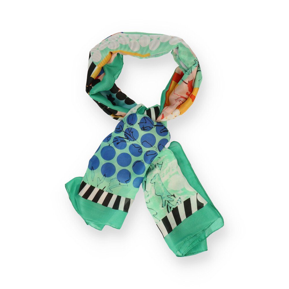 halsüberkopf Accessoires Modeschal und Art, Schal grün buntem Seidenanteil Schal Pop Muster mit
