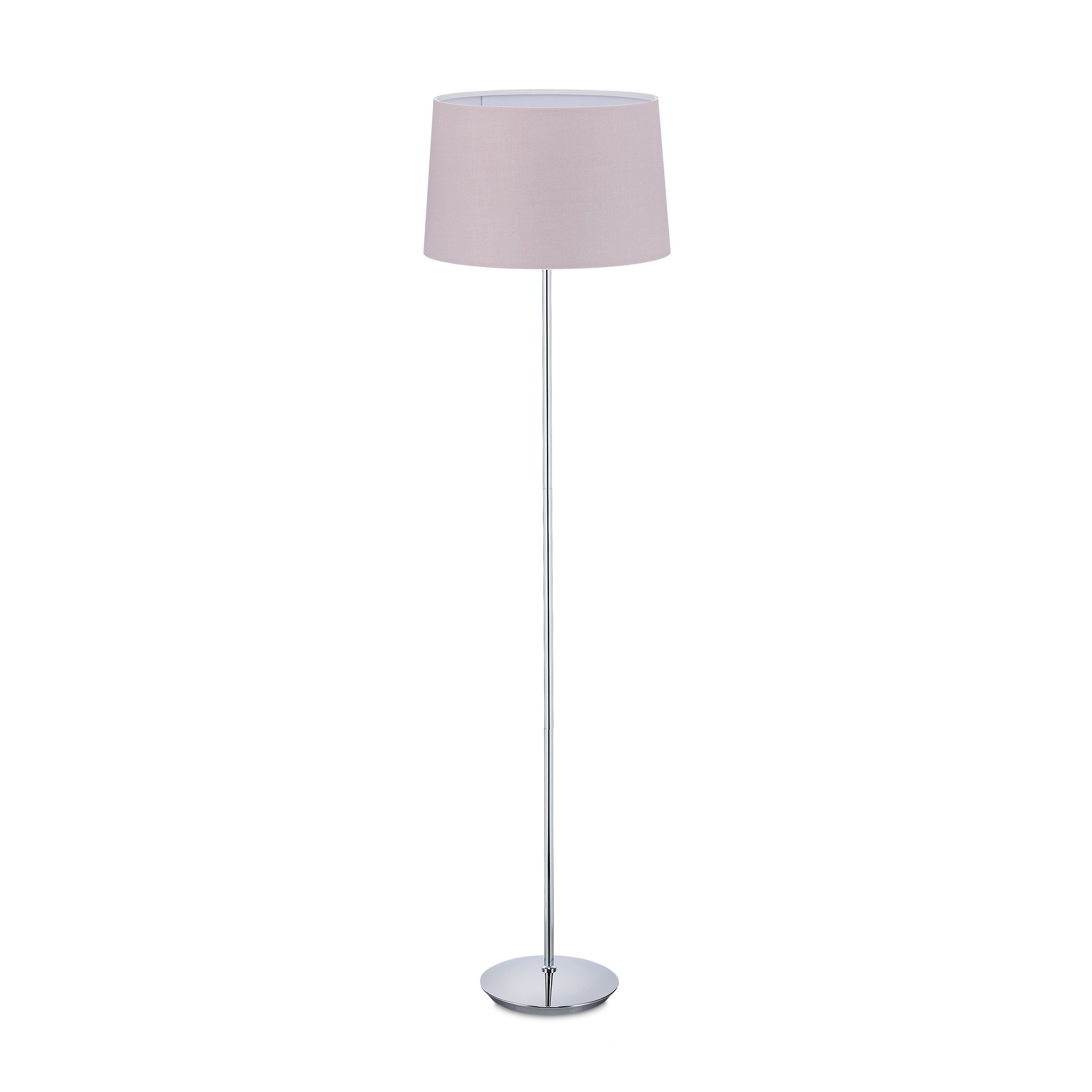 Silber Lila Stehlampe mit relaxdays Stoffschirm, Rosa Stehlampe