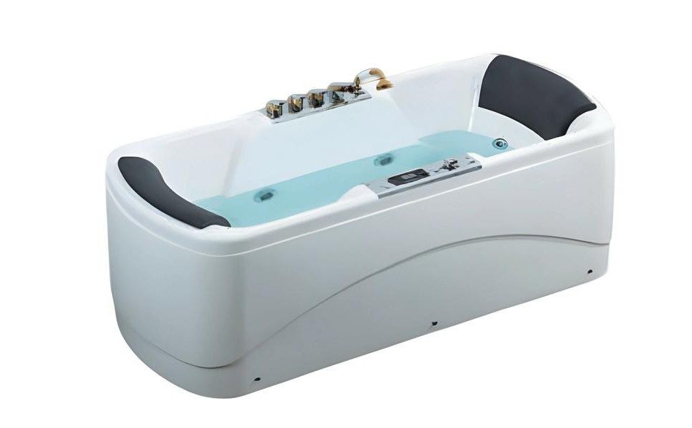Xlmoebel Whirlpool-Badewanne Whirlpool Badewanne aus Acryl in elegantem Weiß mit Blubberfunktion, Made in Europa