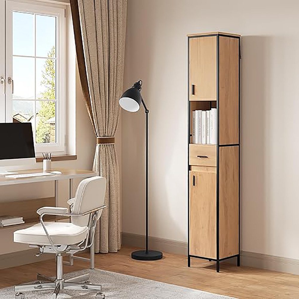 EUGAD Hochschrank (1-St) mit 5 Fächern 1 Schublade, natur, 30x180x30 cm günstig online kaufen