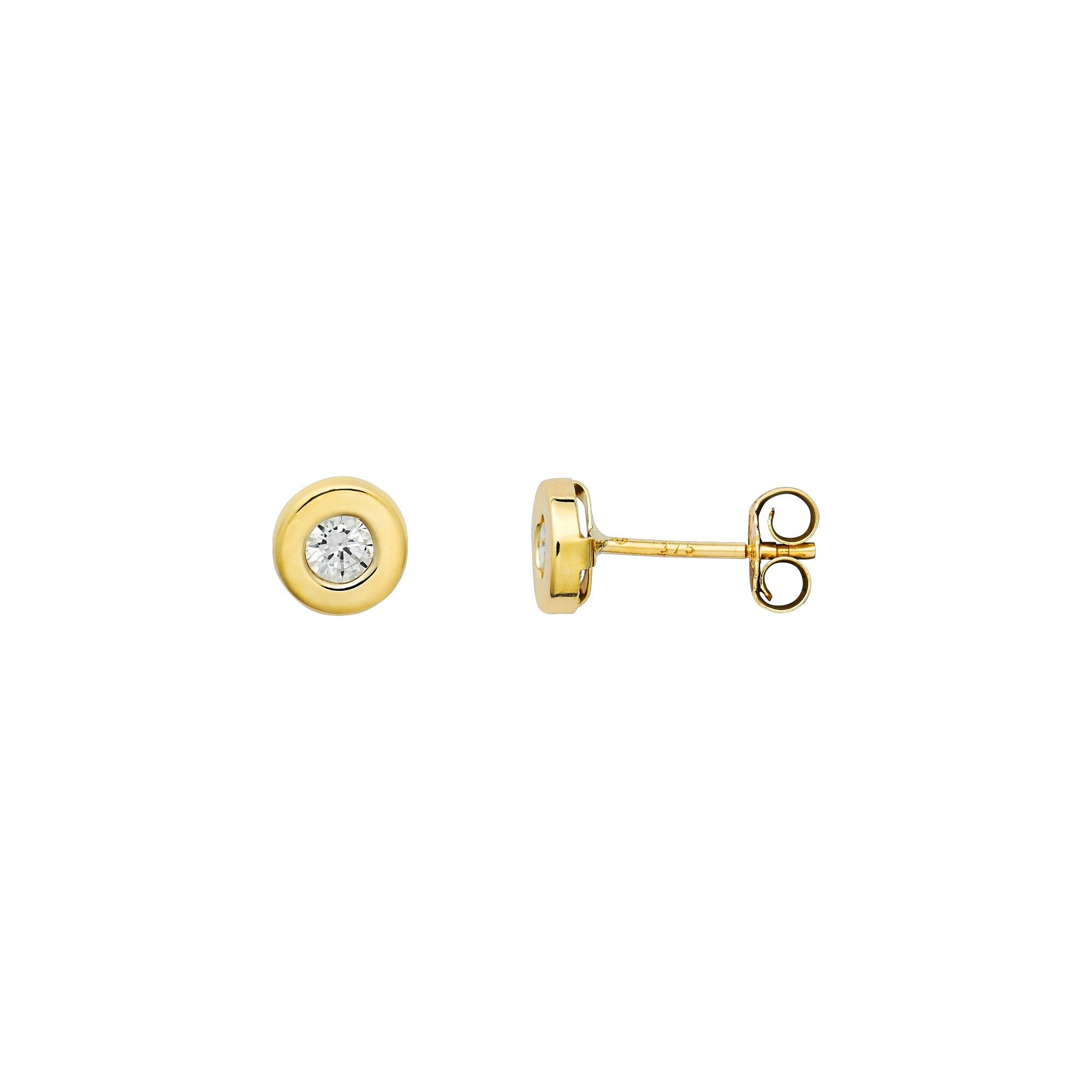 XENOX Paar Ohrstecker Ohrstecker Damen Fine Zarge Zirkonia 585er Gelbgold XG14K6087G