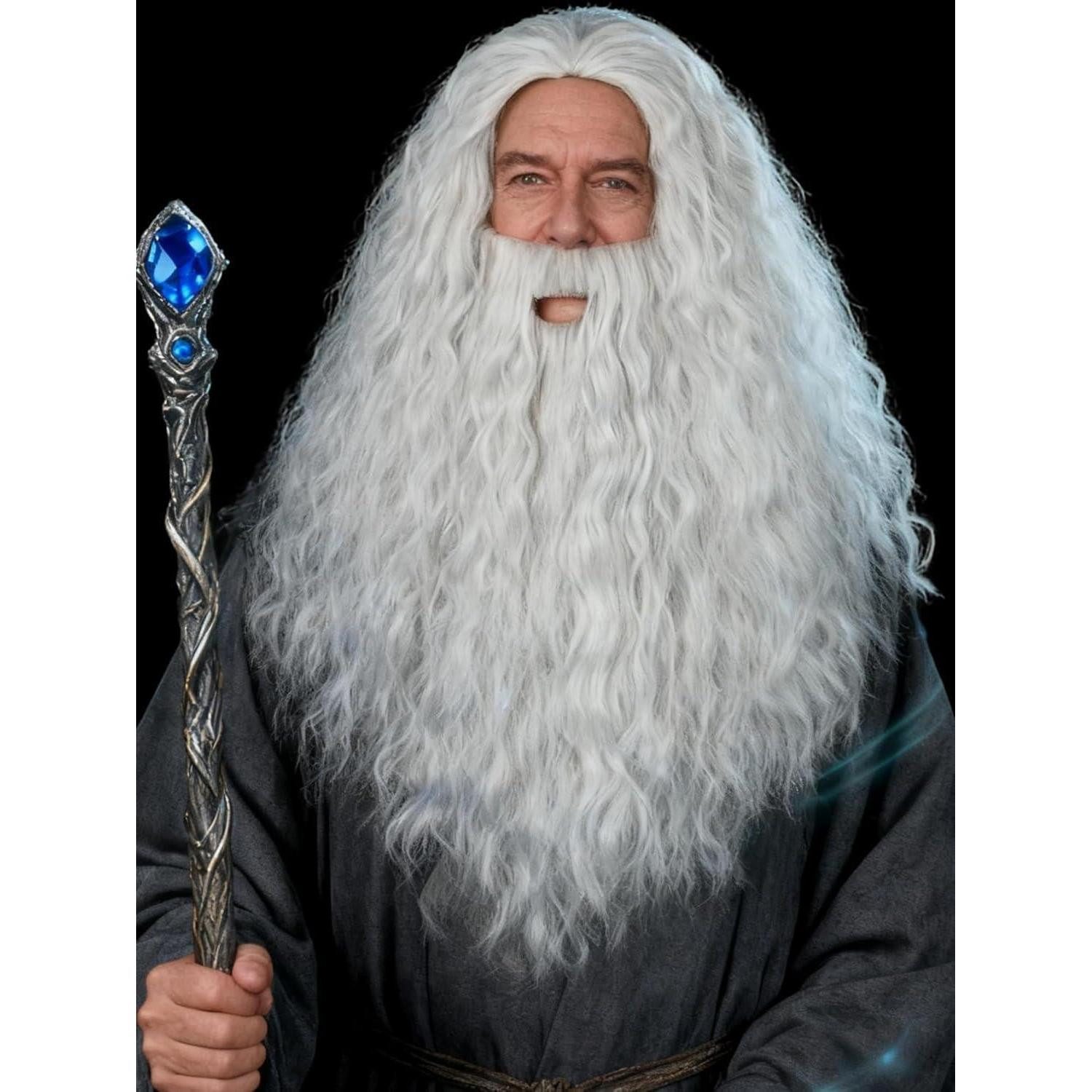 LuxusKollektion Kostüm-Perücke Perücke Bart Set Herren Magier Zauberer Weihnachtsmann Weißmagier