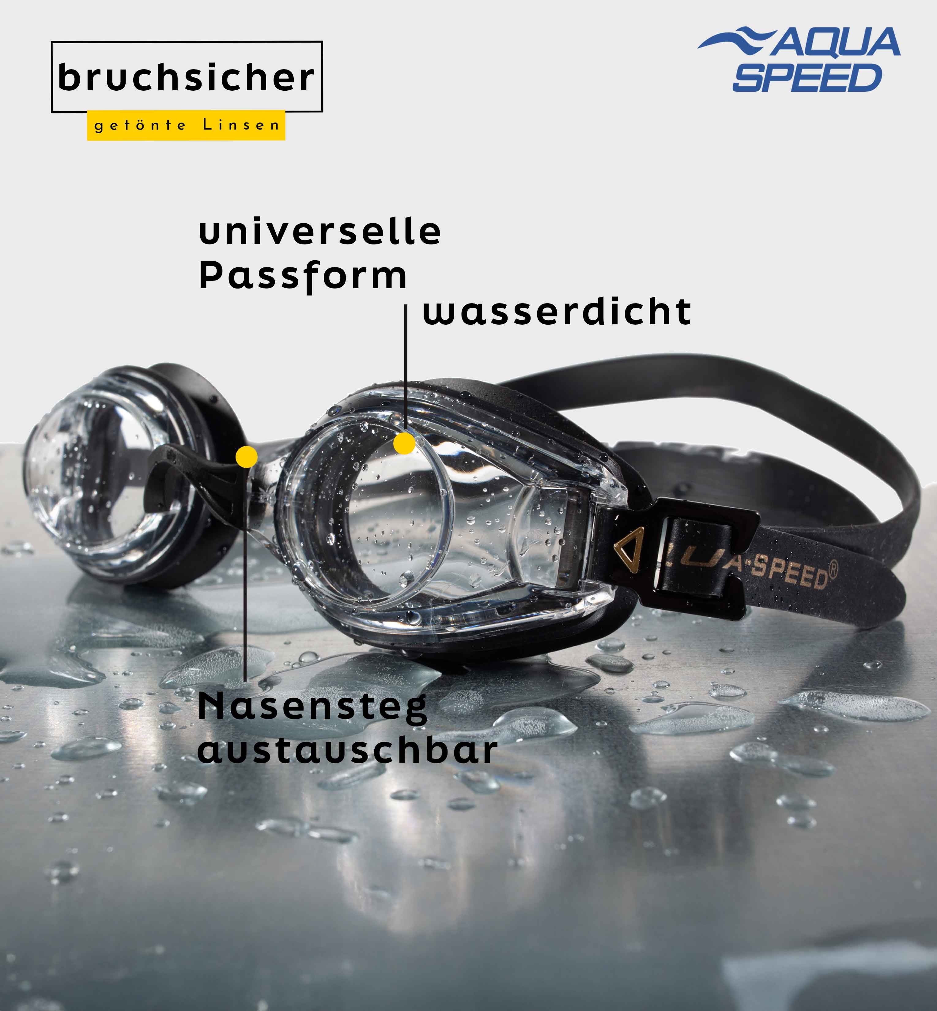 Aqua Speed Schwimmbrille mit Sehstärke für Kurzsichtige Dioptrien: -4.0 inkl. Box, (Lumina schwarz ungetönte Gläser -4,0), Strömungsoptimiertes Profil reduzierter Widerstand