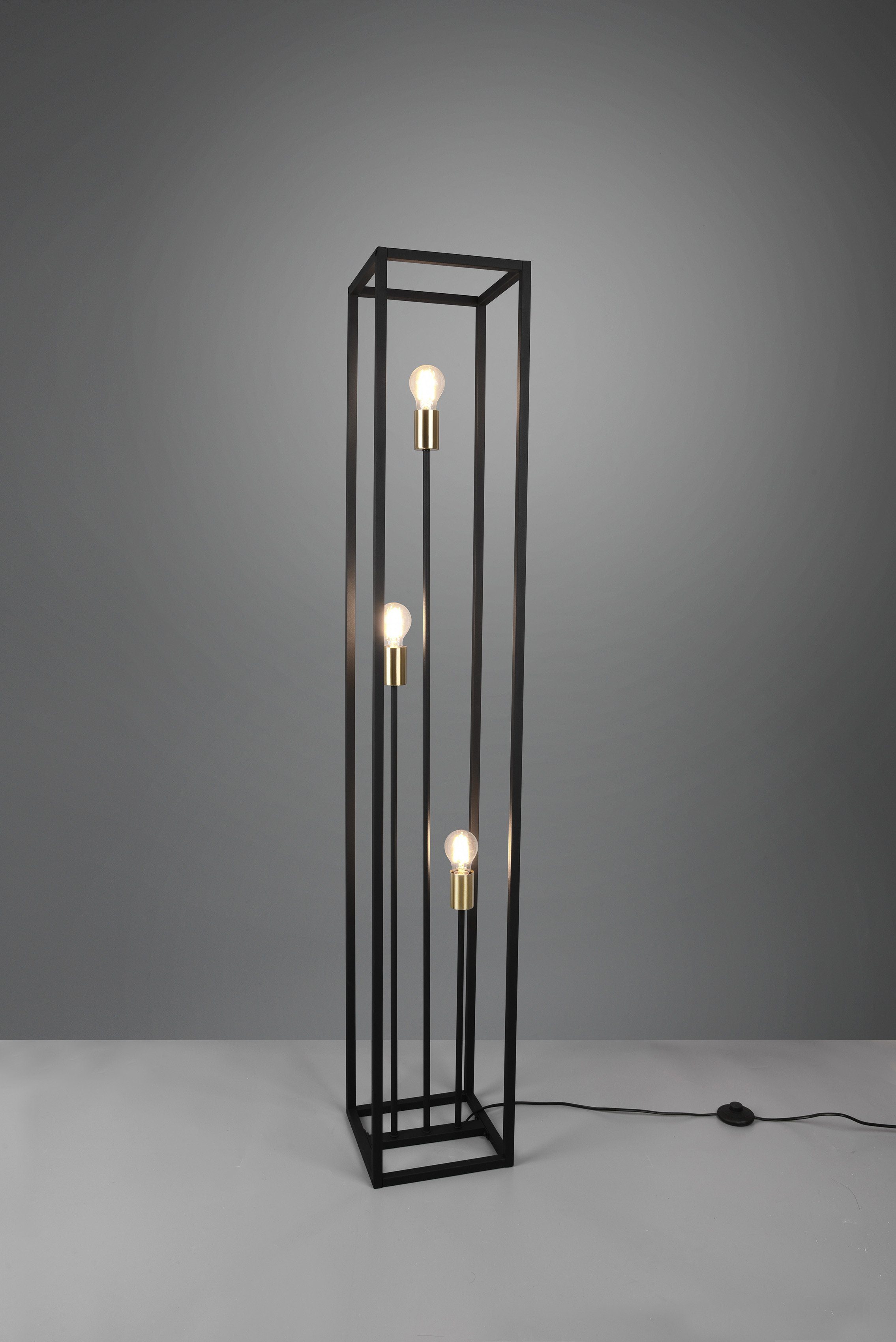 Reality Leuchten Stehlampe VITO, Ein-/Ausschalter, ohne Leuchtmittel, Höhe 153 cm, Fussschalter, Tülle in Messing abgesetzt