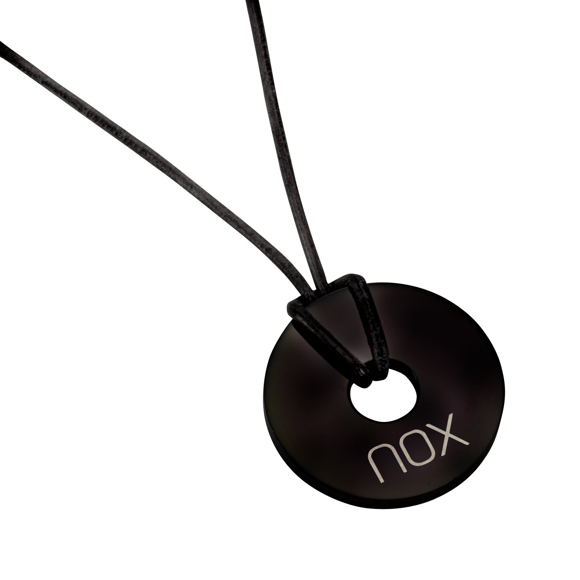NOX Kette mit Scheibe Anhänger Lederkette Edelstahl 60cm