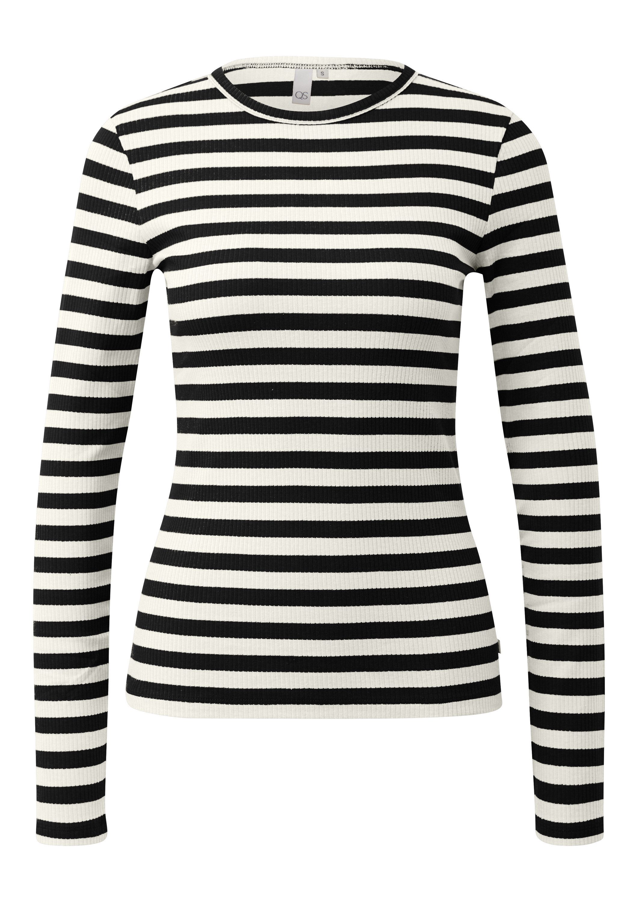 QS Langarmshirt T-Shirt Geripptes Longsleeve im Slim Fit günstig online kaufen