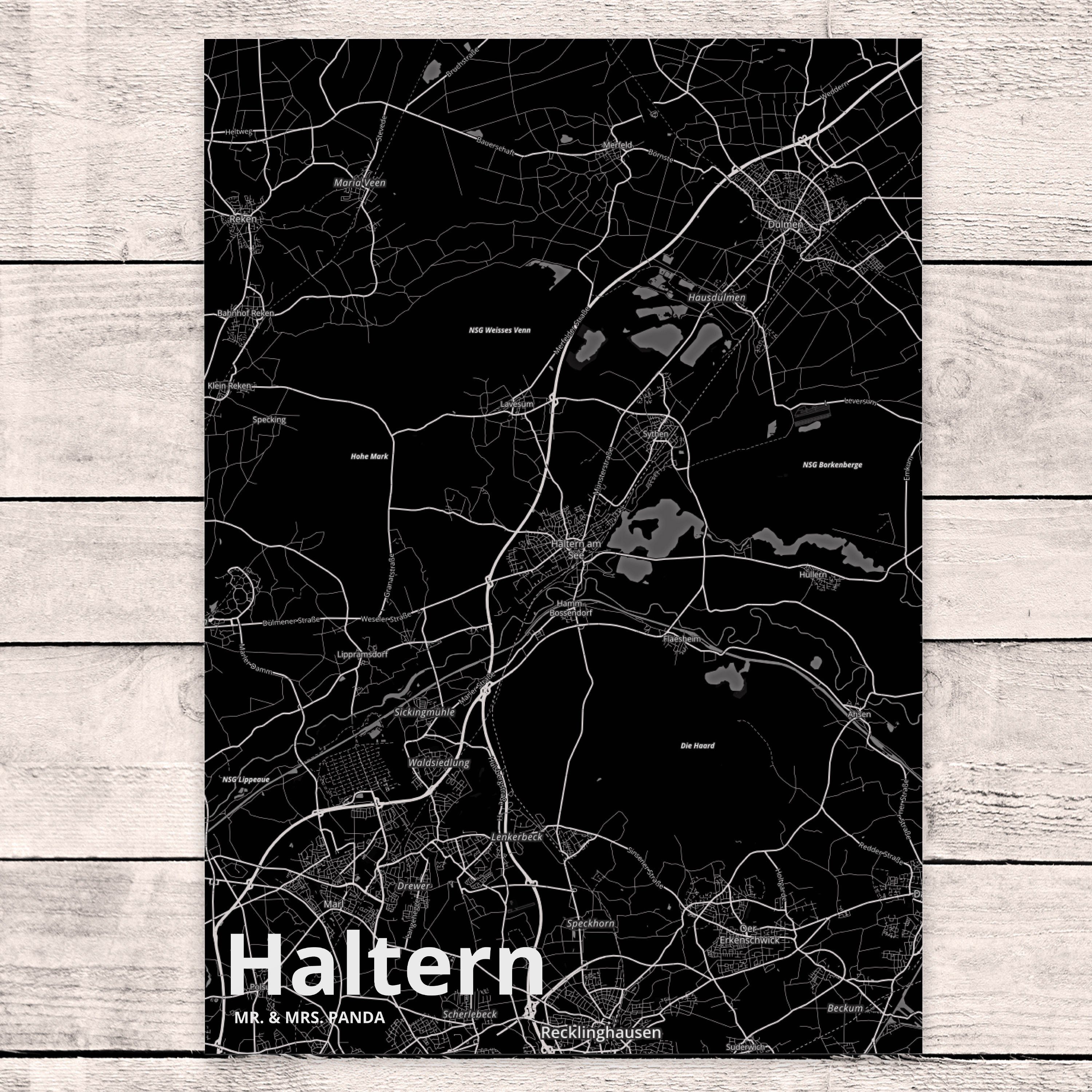 Landkarte Haltern Stadtplan, Geschenk, Karte - Postkarte Mr. Stadt & Karte Panda Map Mrs. Dorf