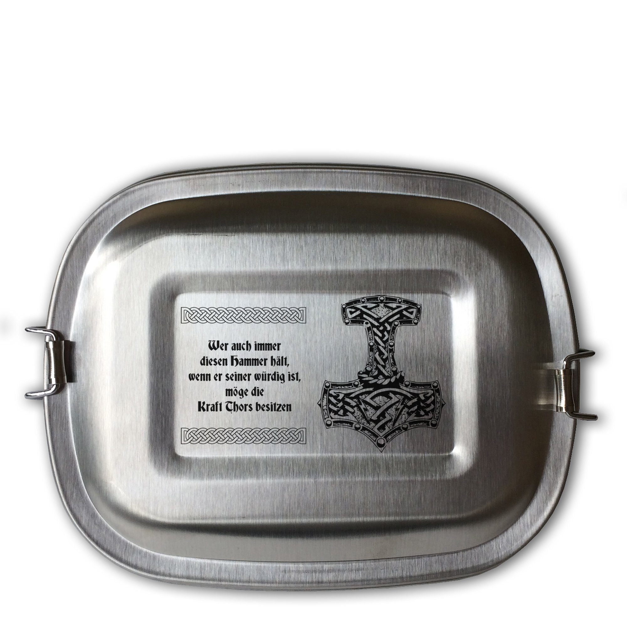 Lasernauten Lunchbox Lunchbox Edelstahl mit Gravur Thors Hammer Odin Walhalla versch Motive, Kleine Dose (ca. 700ml)